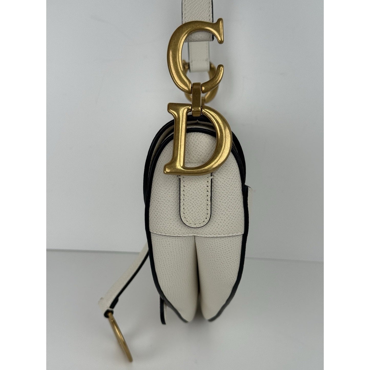 Christian Dior Medium Saddle White Leather Shoulder Bag
