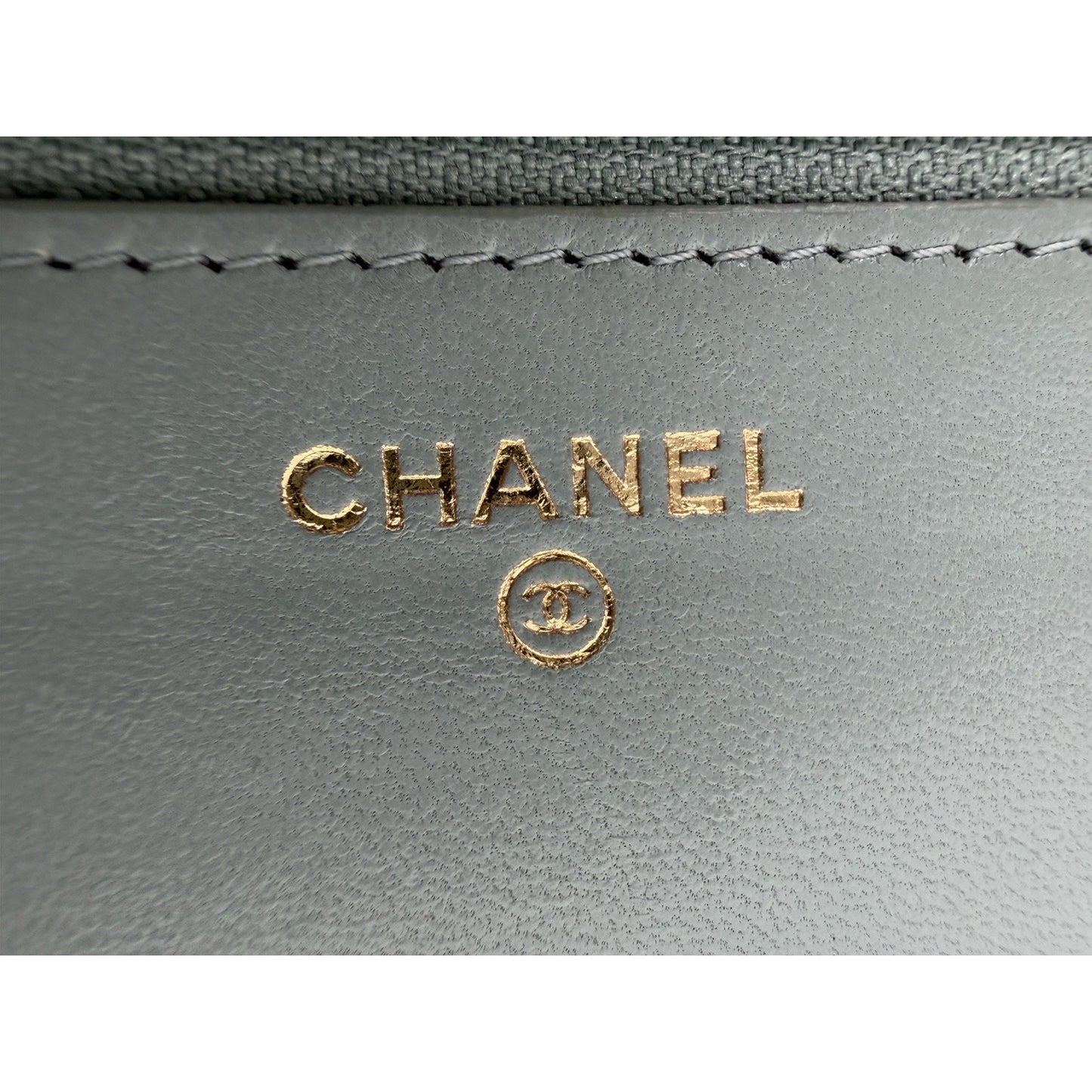 Chanel Lambskin Quilted CC Pearl Crush Wallet on Chain in Grey NFC E2