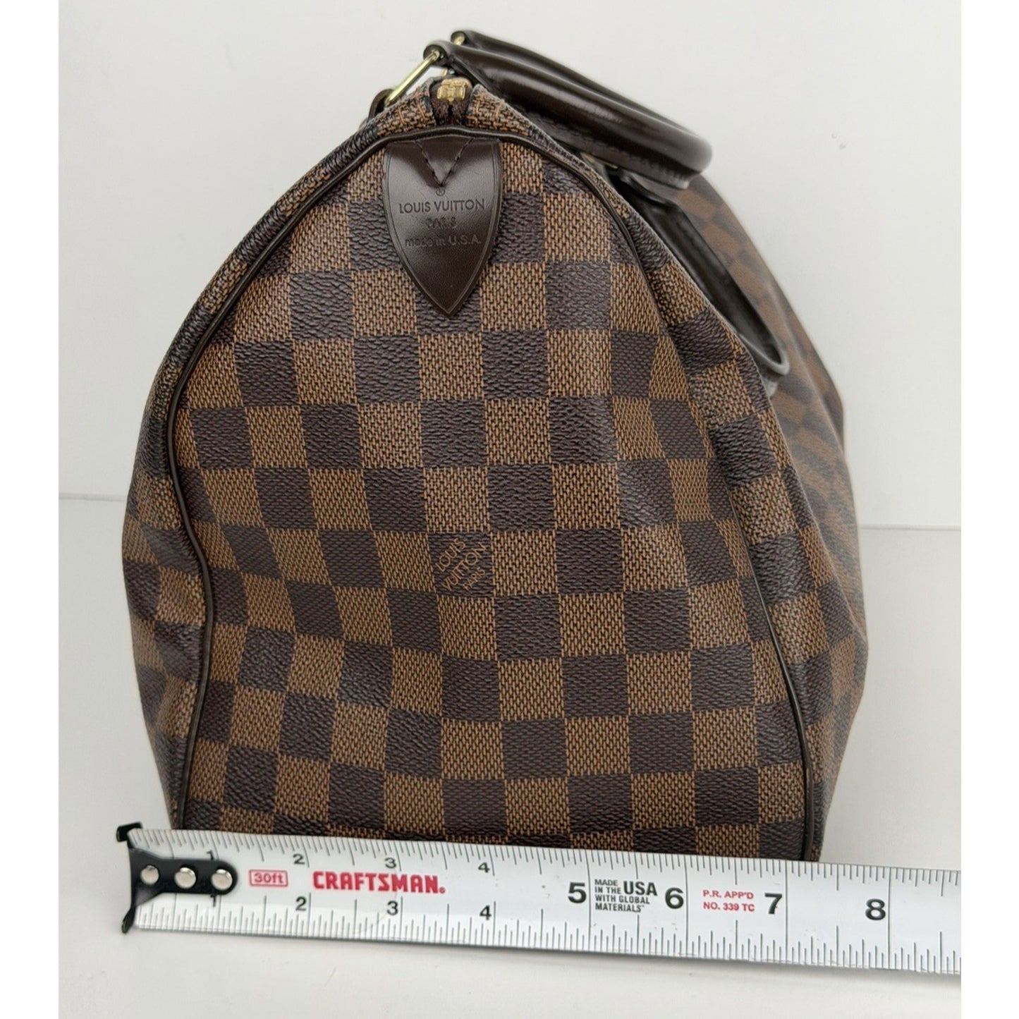 Louis Vuitton Speedy Shoulder Bag 30 Damier Ebene Canvas & Red Interior 2011 S22
