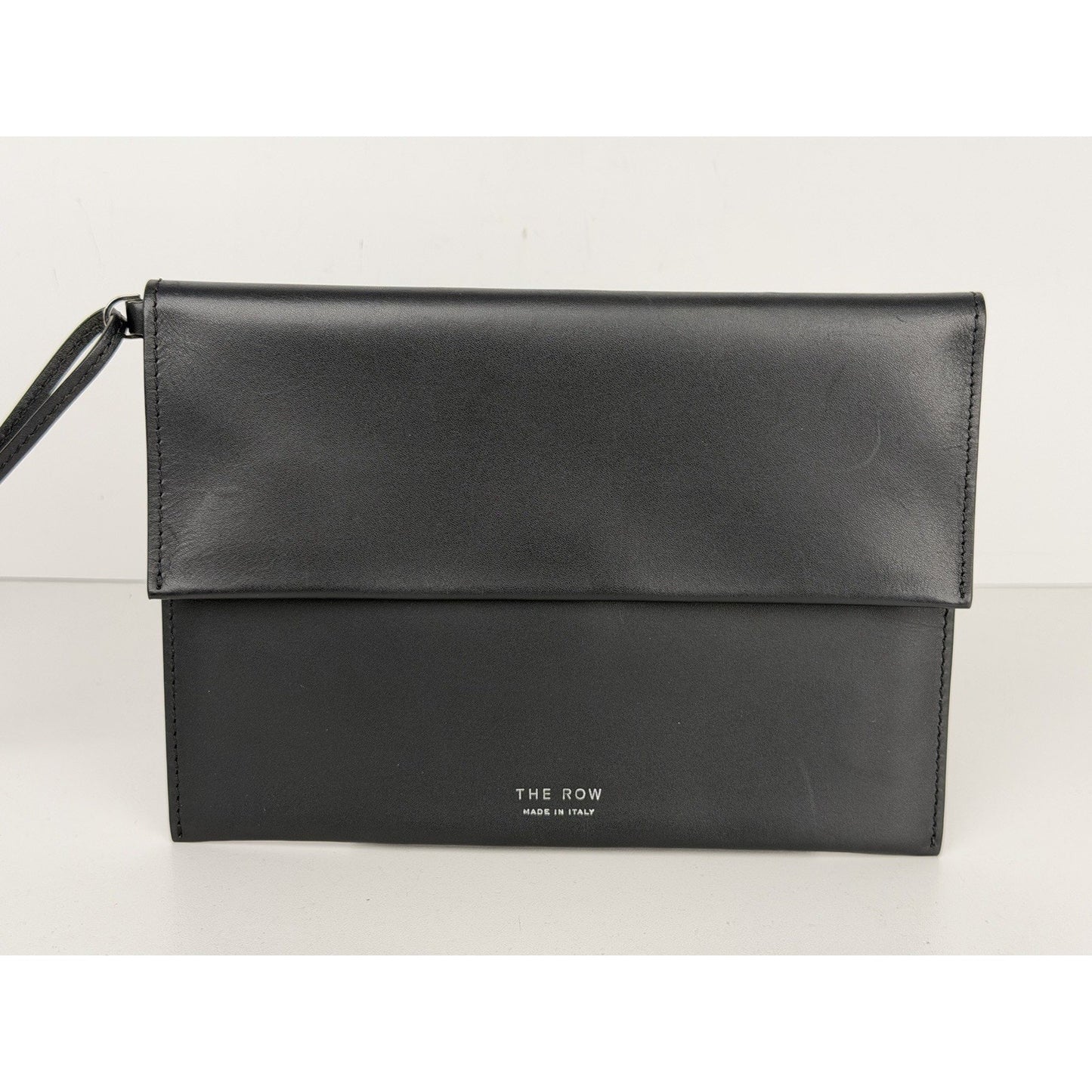 The Row Black Leather Wristlet Women Clutch