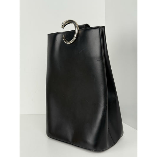 Panther de Cartier Black Patent Leather Shoulder Bag