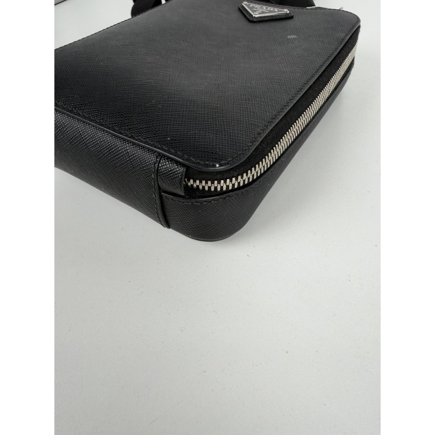 Prada Brique Saffiano Leather Shoulder Bag Black