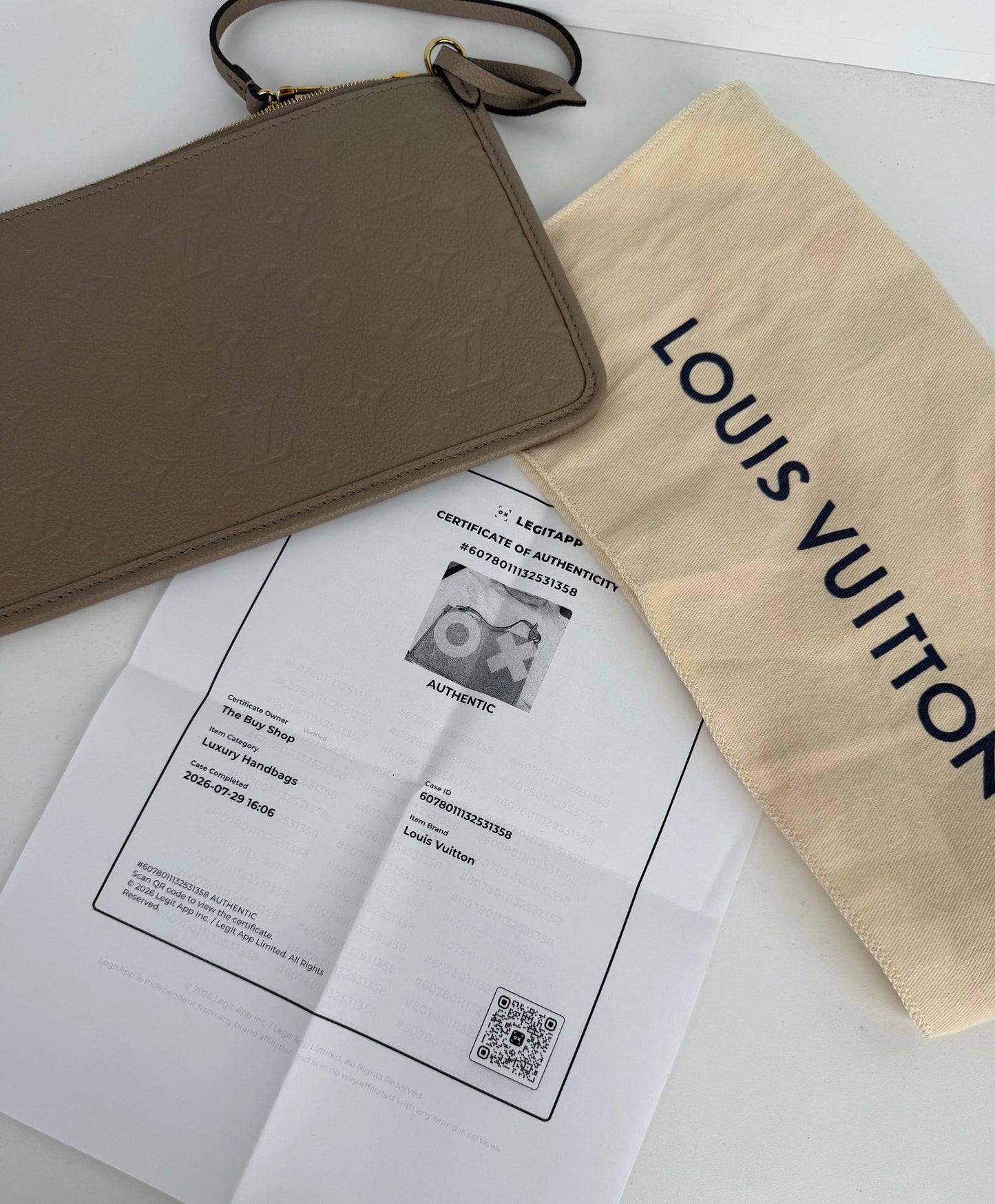 Louis Vuitton Melanie Pochette Bag in Tourterelle Empreinte Leather S-10
