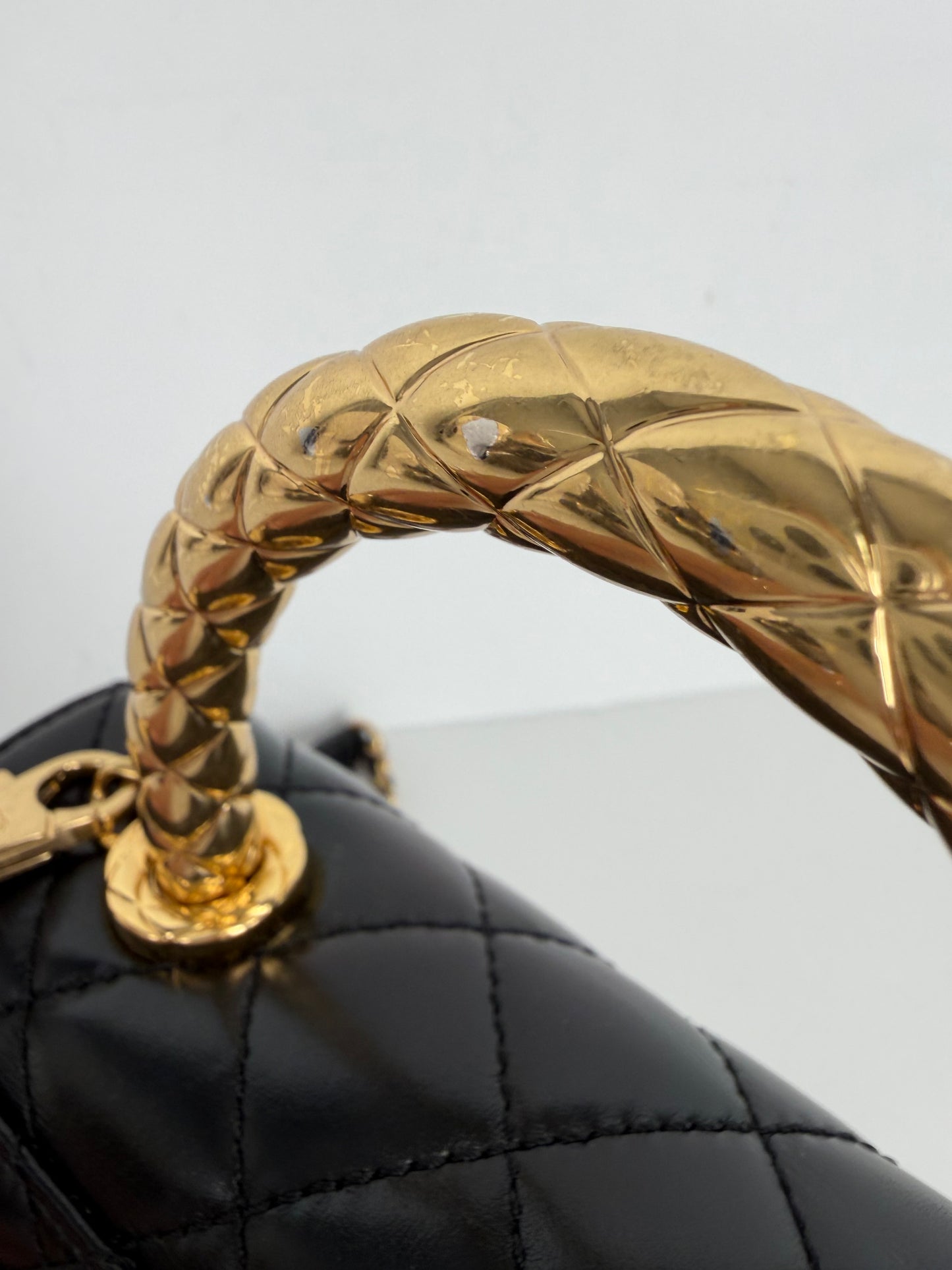 Chanel Coco Handle Bag Mini in Black Quilted Leather with Gold Hardware NFC YD-5