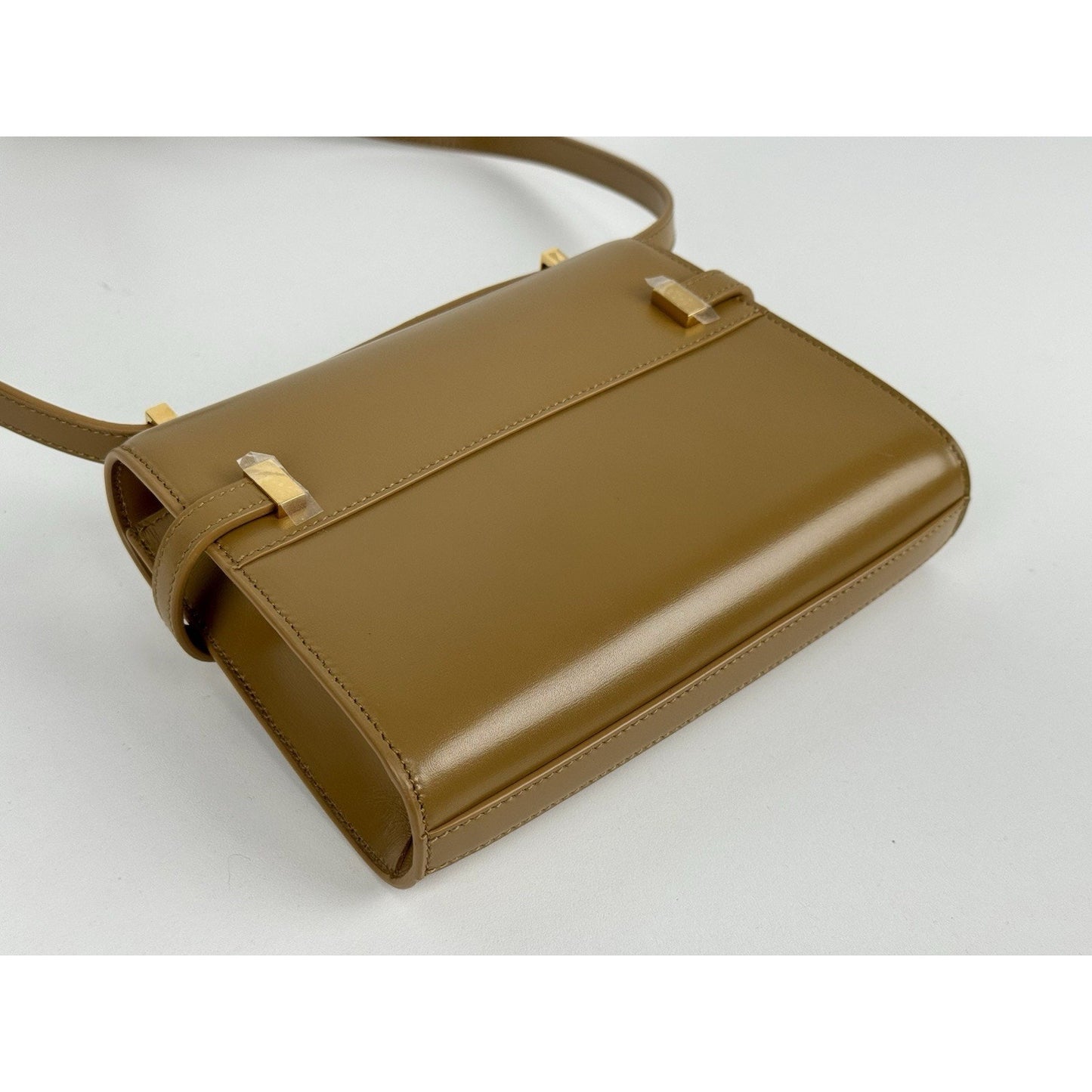 Saint Laurent Smooth Calfskin Mini Manhattan Shoulder Bag in Brown