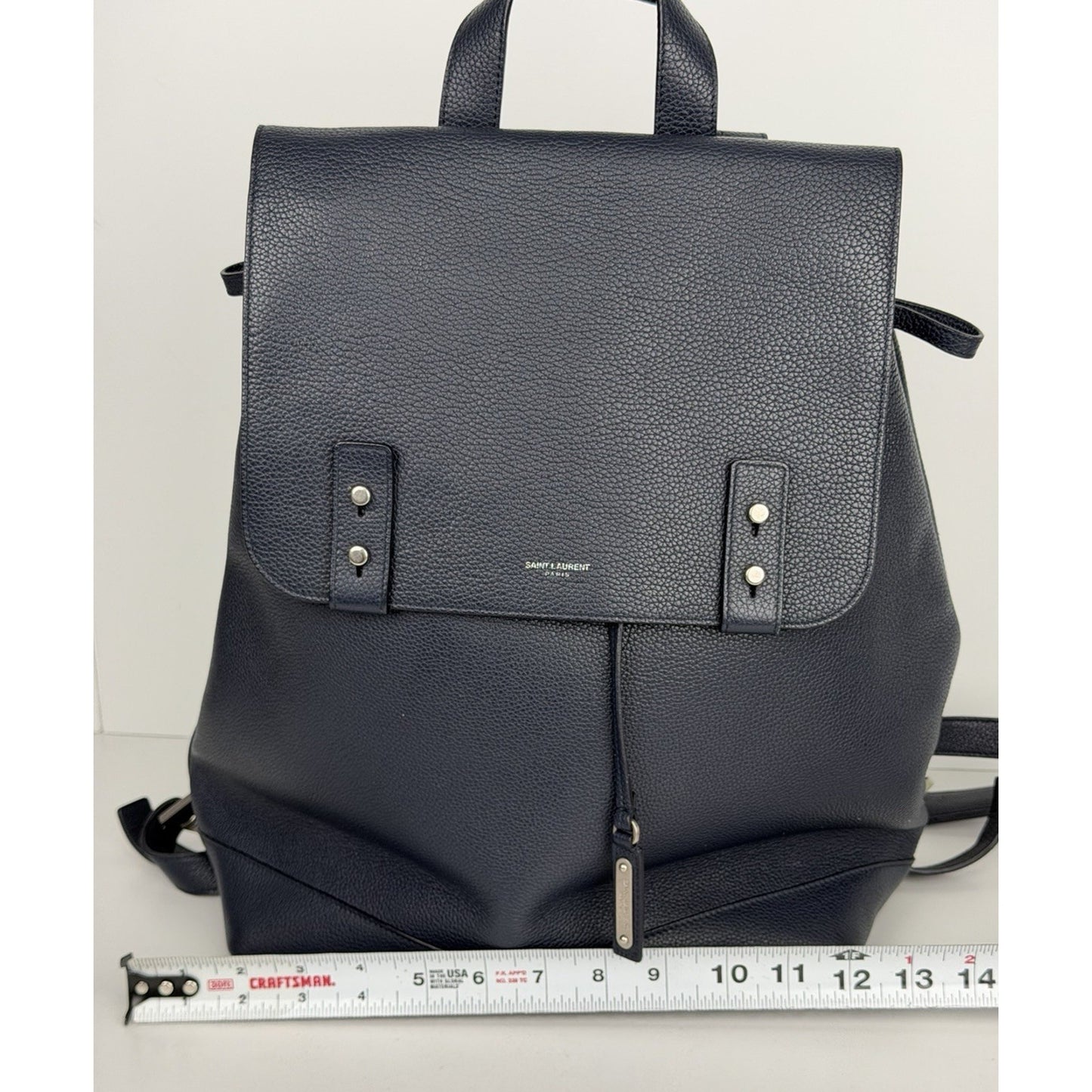 Saint Laurent Backpack Sac de Jour Grained Navy Calfskin Leather
