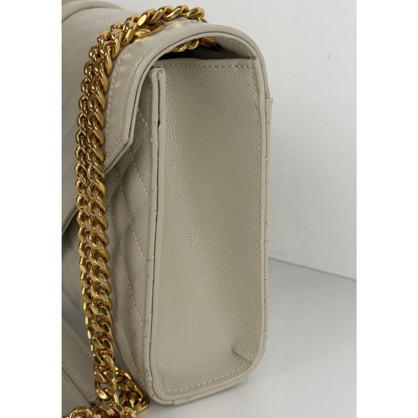 Saint Laurent Matelasse Grain De Poudre Envelope Bag Medium Chevron Quilting E2