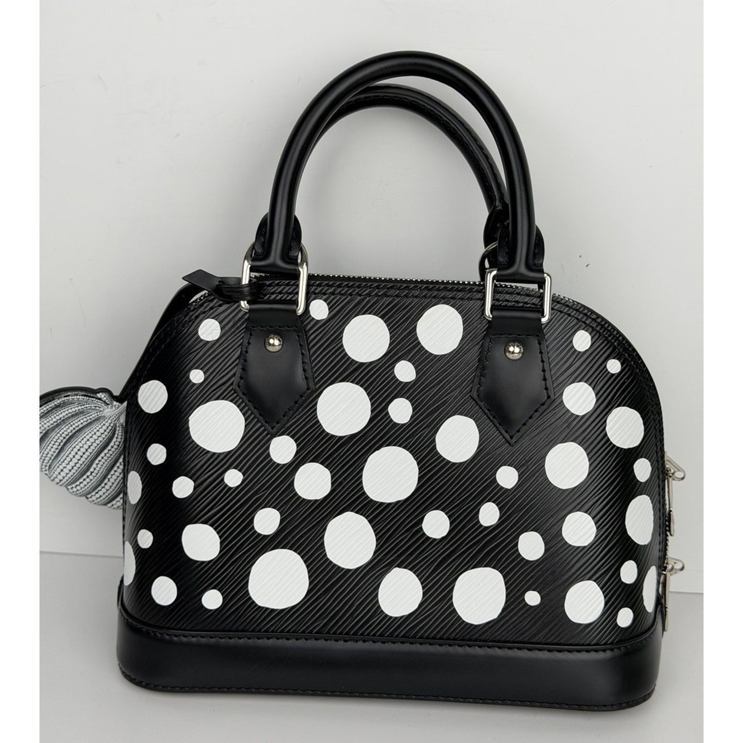 Louis Vuitton x Yayoi Kusama Alma BB Handbag in Black Epi Leather NFC C8