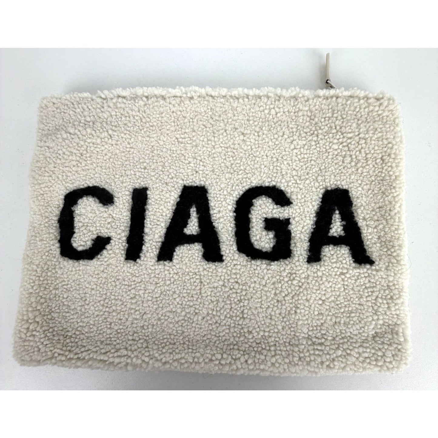 Balenciaga Shearling Pouch Clutch in White Color Silver HW S06