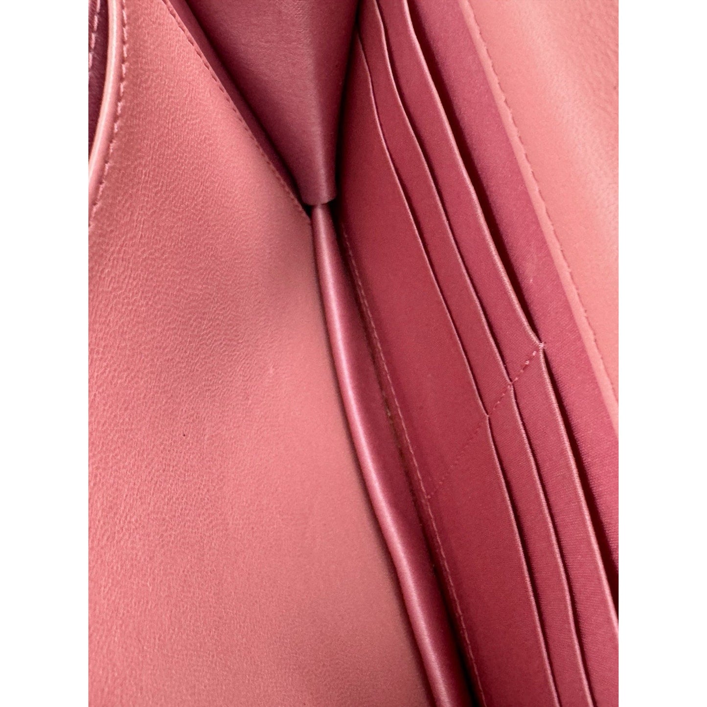 Chanel Camellia Wallet on Chain Pink Embossed Lambskin Silver Hardware B-9