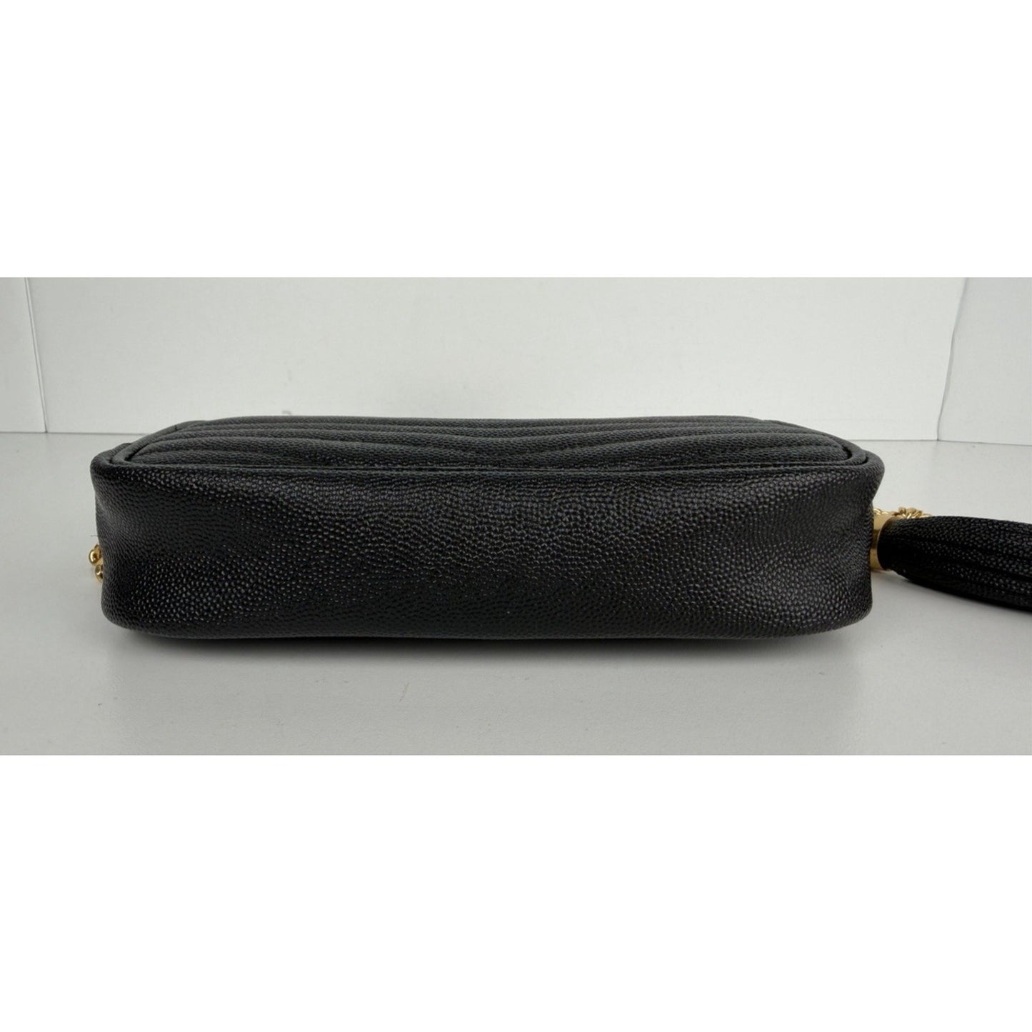 Saint Laurent Lou Mini Camera Bag in Black Grain Leather with Tassel Detail S08