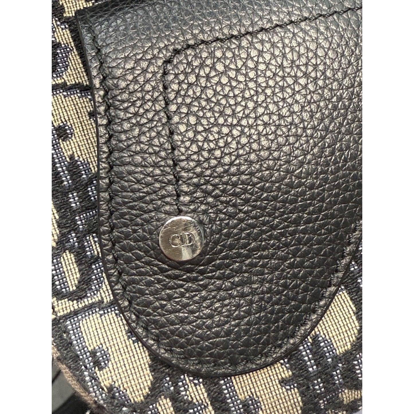 CHRISTIAN DIOR Oblique Jacquard Mini Saddle Backpack in Navy Blue