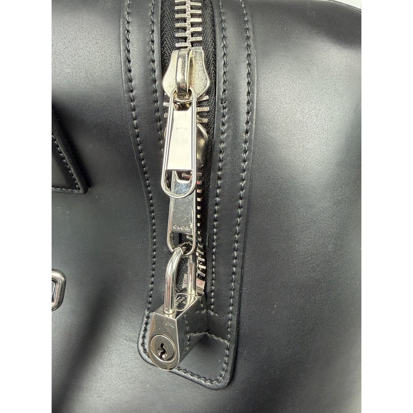 Gucci GG Black Medium Duffle Bag with Leather Trim