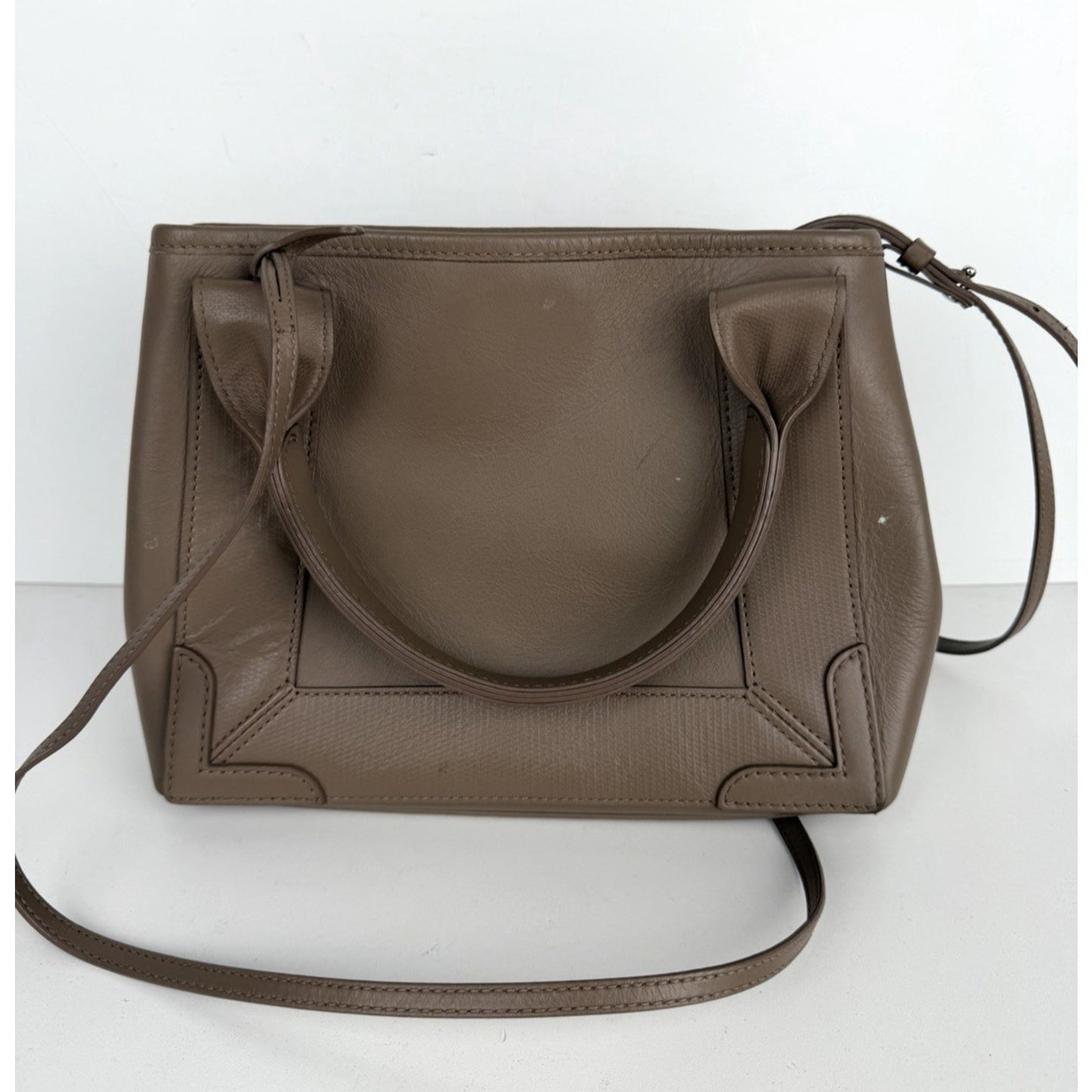 Balenciaga Navy Cabas Top Handle Bag XS with Pouch in Brown Leather S-10