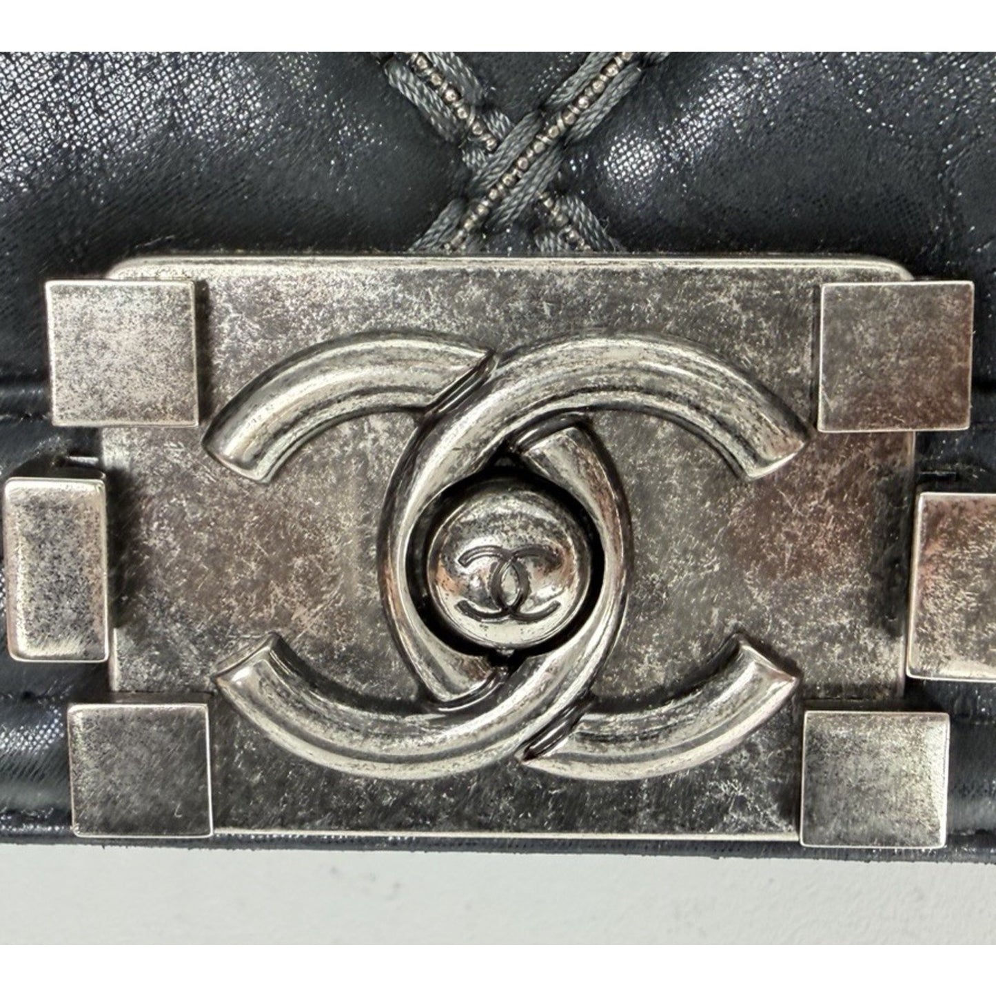 Chanel Boy Bag Small in Black Beaded Double Stitch with Gunmetal Chain 2017 E-3