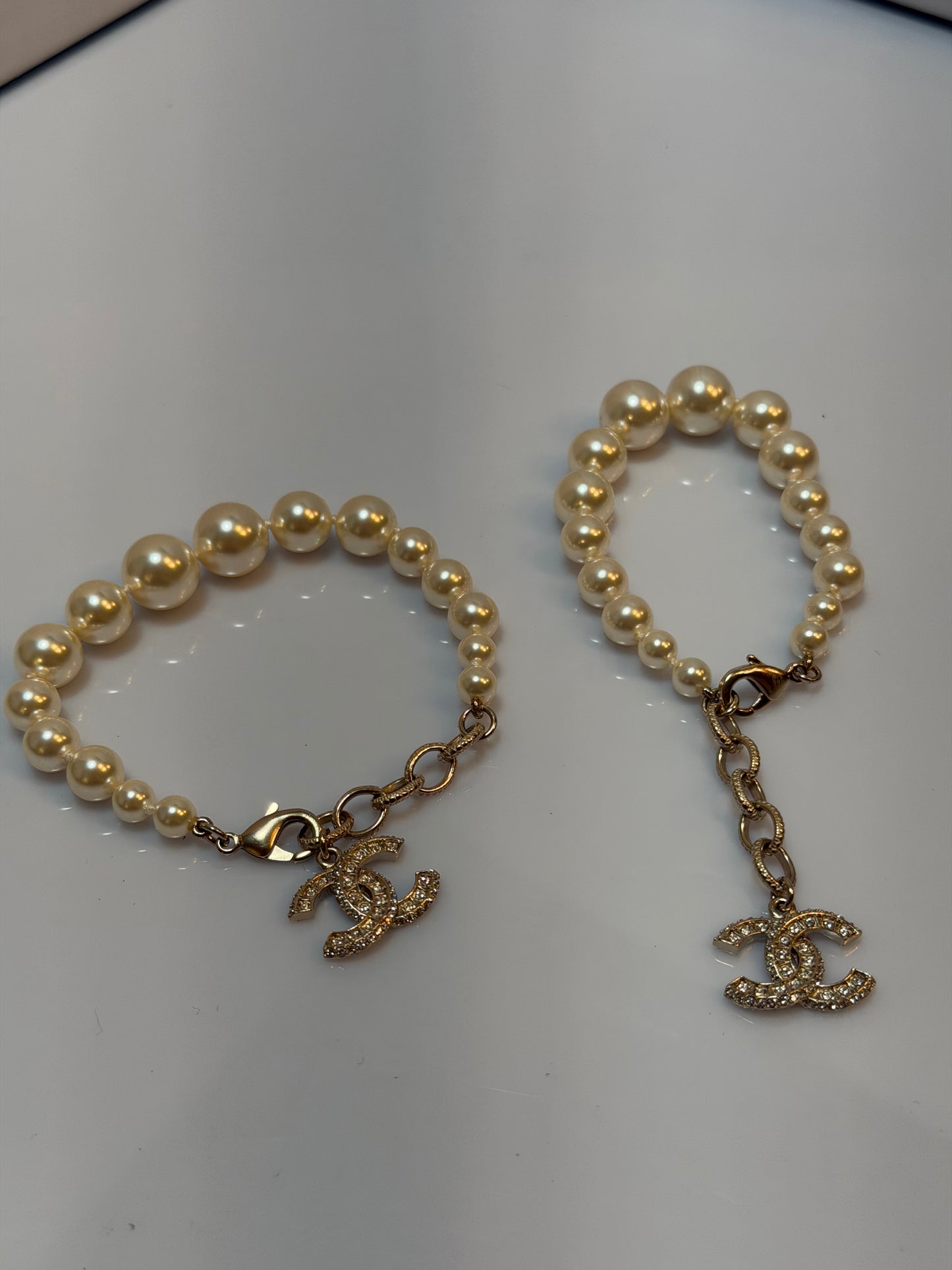 Chanel Pearl Crystal CC Logo Bracelet