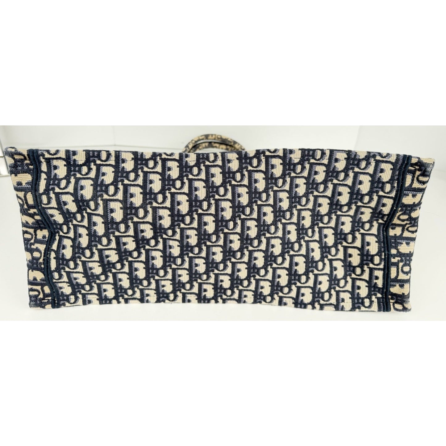 Christian Dior Oblique Book Tote Large Bag in Blue Beige Embroidered Canvas B9