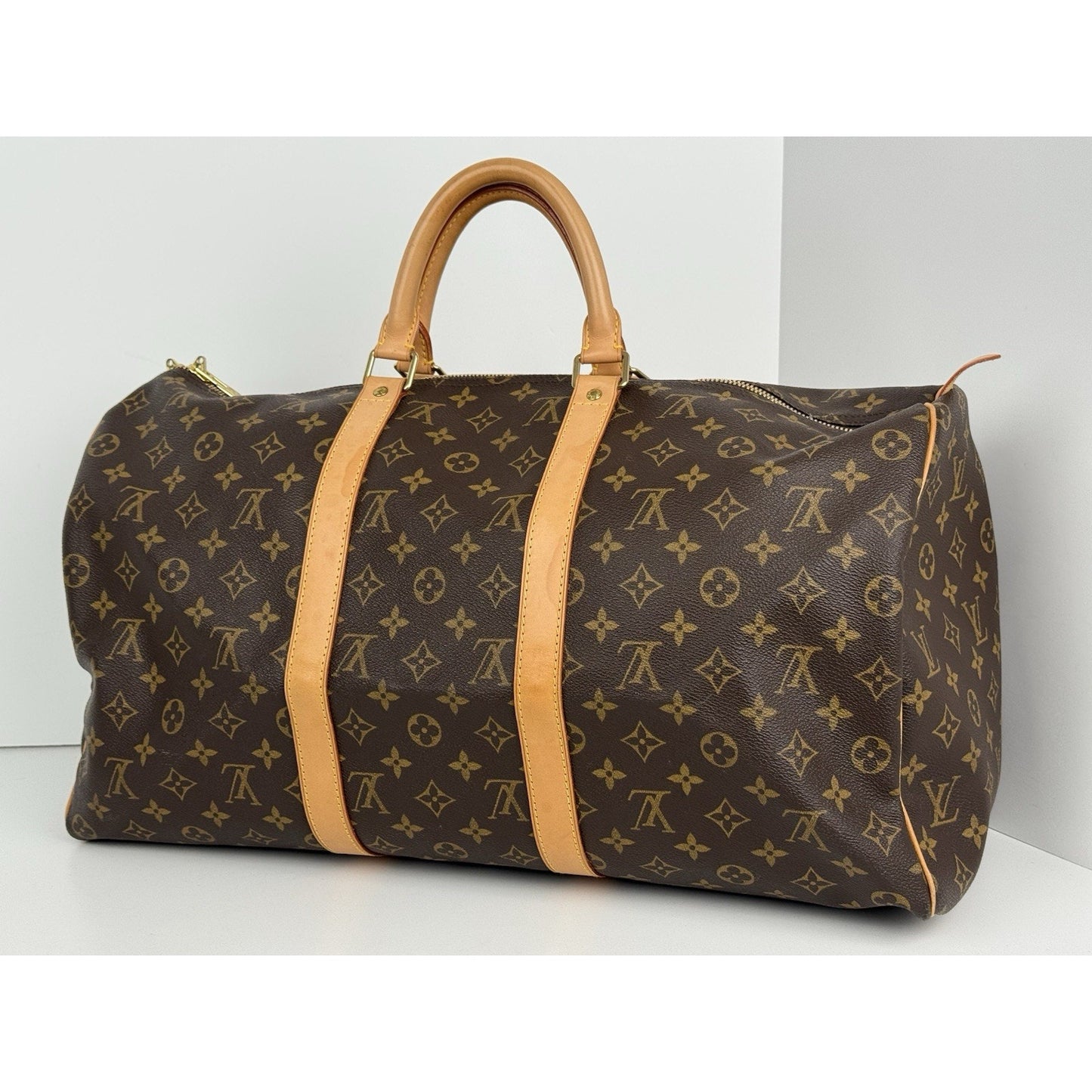Louis Vuitton Keepall 50 Monogram Canvas Duffle Bag Brown