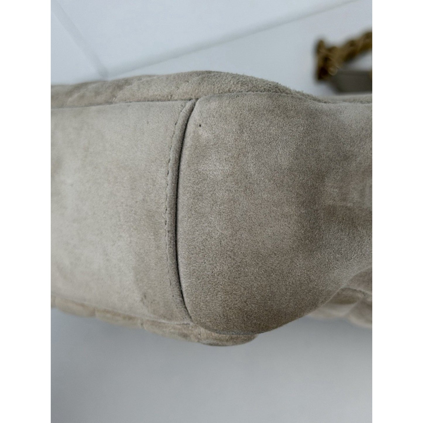Saint Laurent Medium College Bag in Quilted Taupe Suede S10
