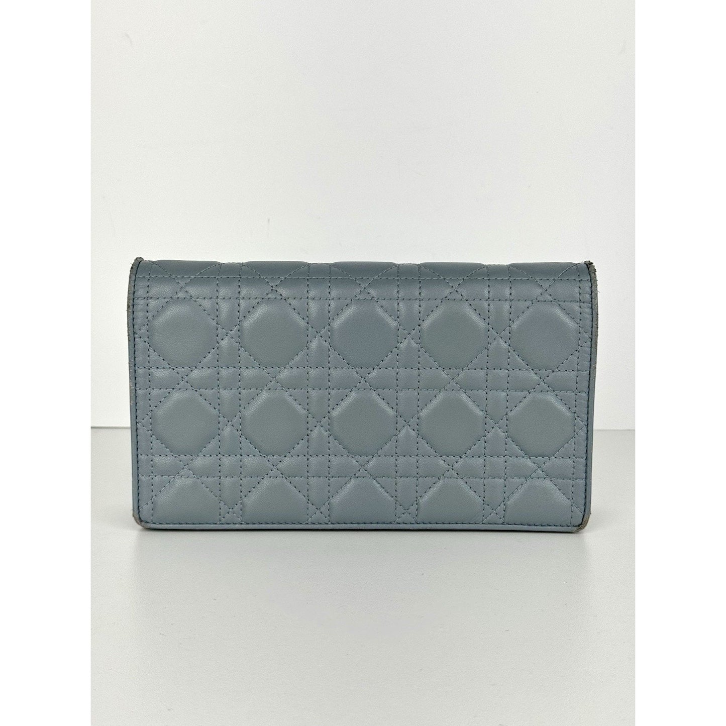 Christian Dior Lady Dior Chain Wallet Lambskin Cloud Blue B-9