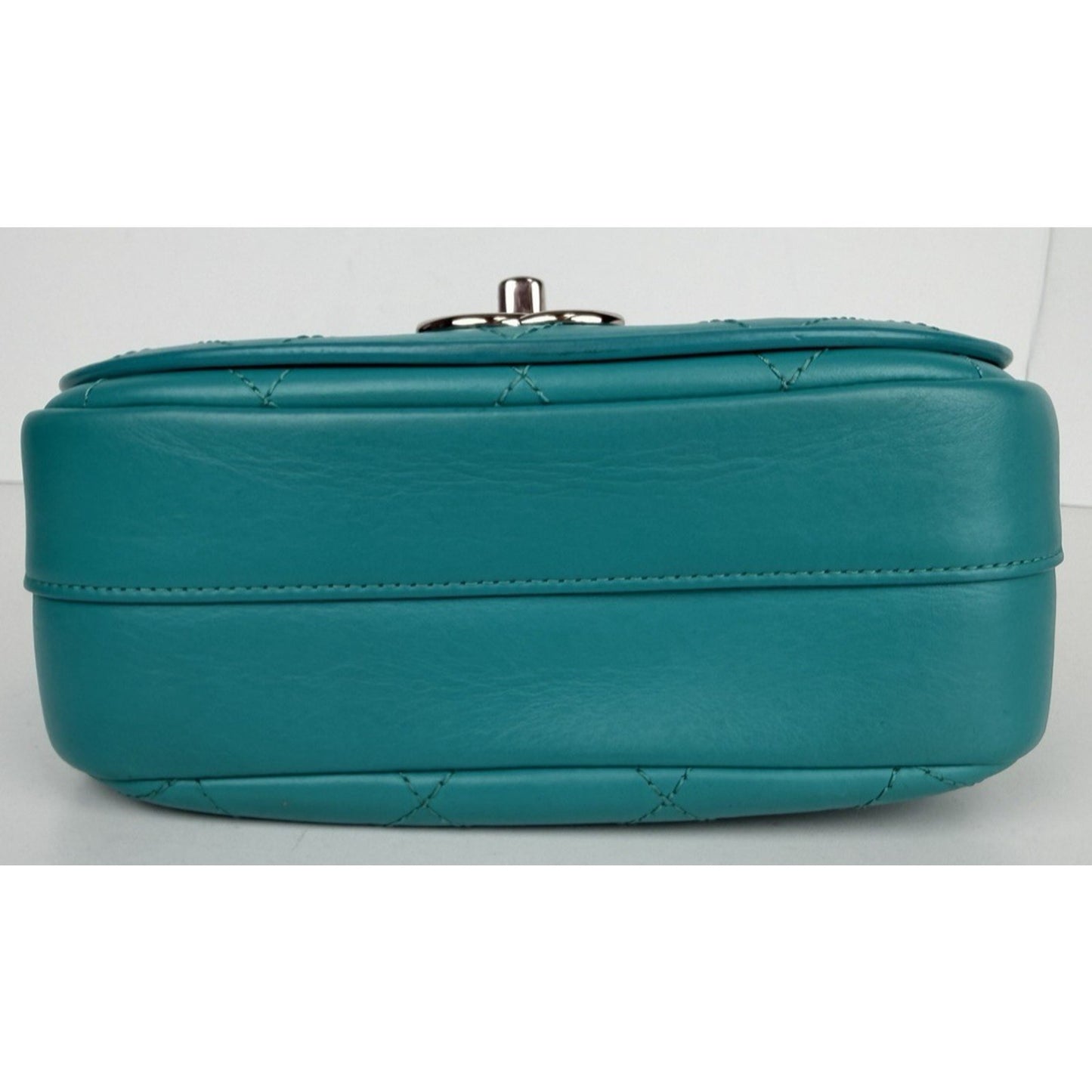 Chanel Stitched Covered CC Flap Mini Bag in Quilted Turquoise Calfskin 2017 E-5