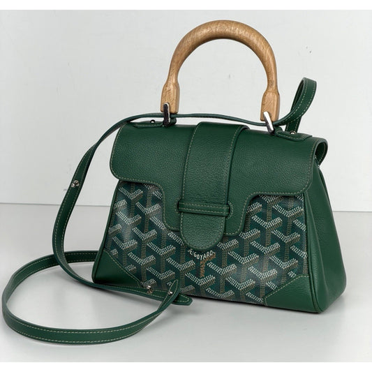 Goyard Mini Saigon Top Handle Bag Green Goyardine Coated Canvas and Leather B4