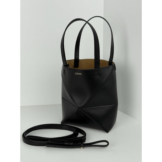 Loewe Black Leather Puzzle Fold Tote Bag Women