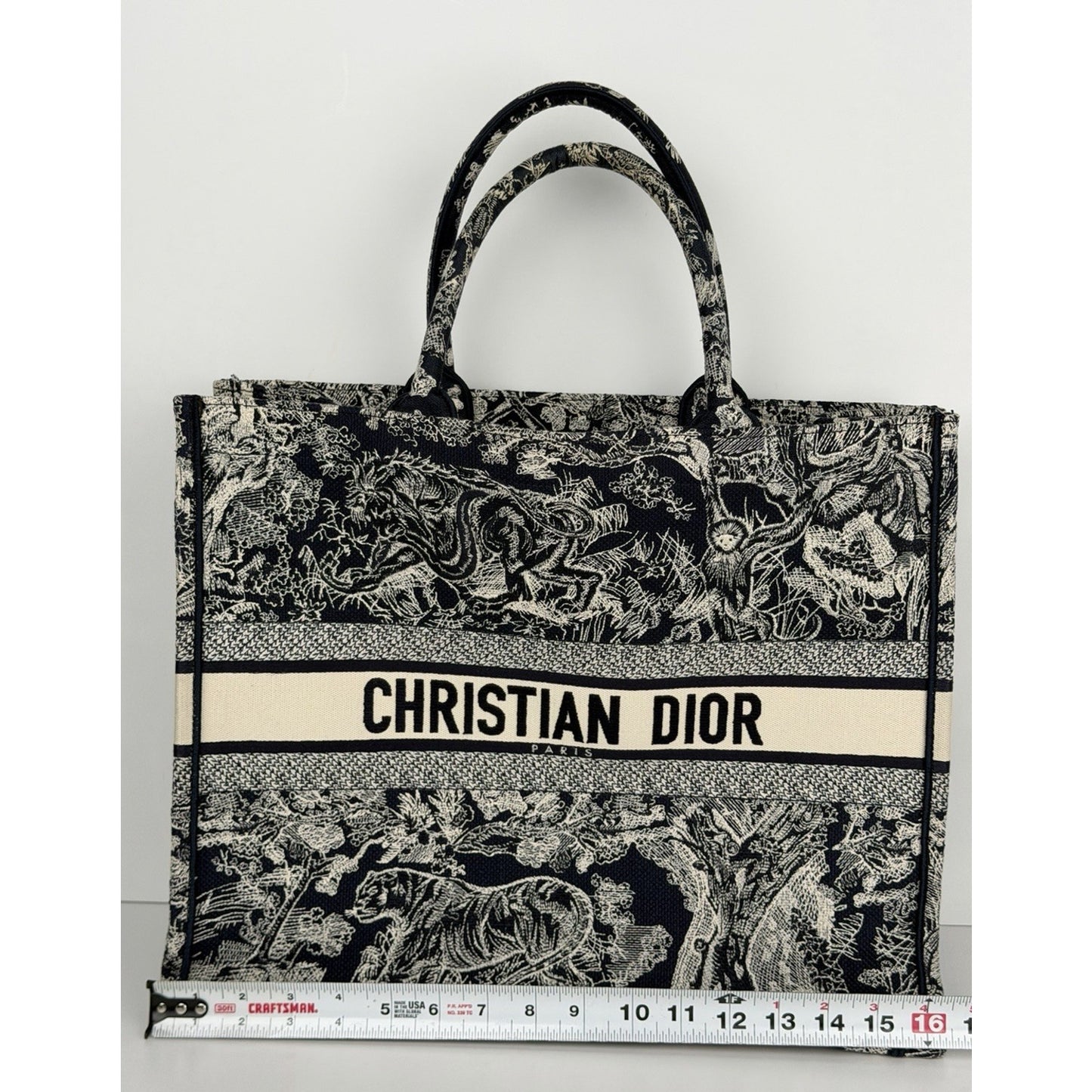 Christian Dior Book Tote Large in Blue and Ecru Toile de Jouy Motif 2021 F3