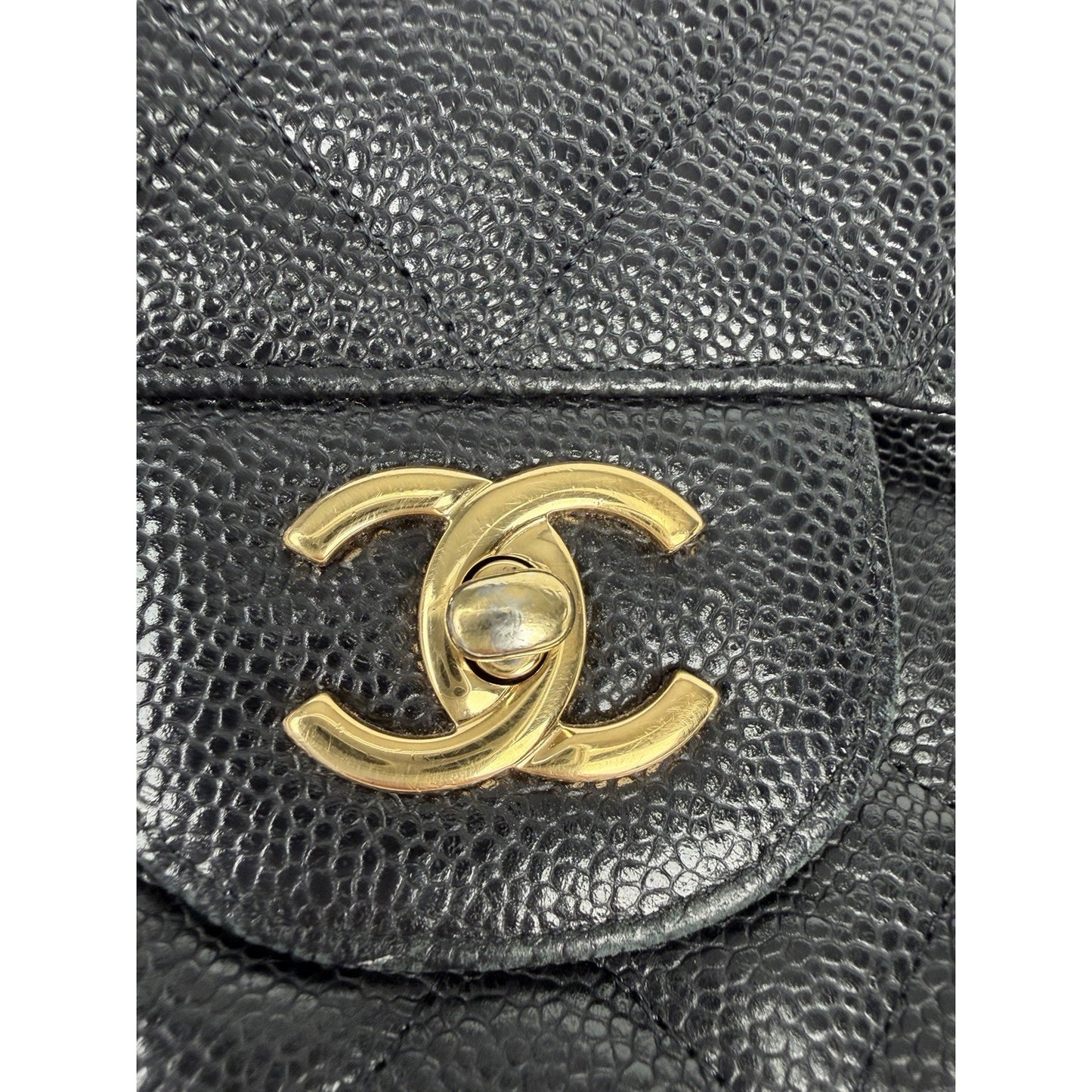 Chanel Classic Caviar Jumbo Double Flap Bag in Black Leather 2009-2010 U1