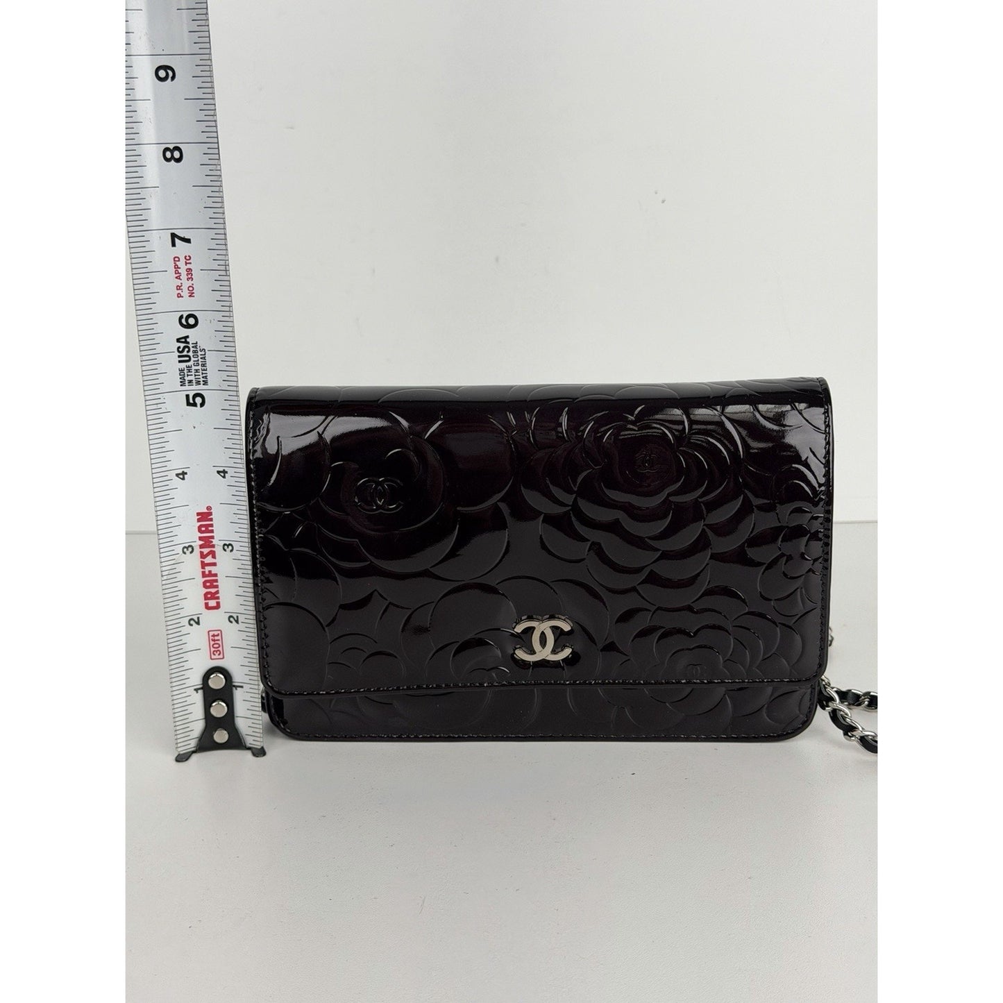 Chanel Camellia Wallet On Chain Bag in Black Patent Leather 2010-2011 B-2