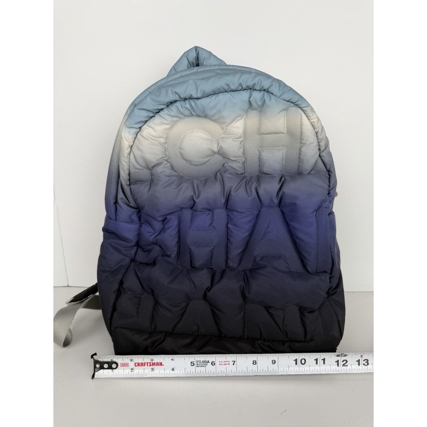 Chanel Doudoune Puffer Backpack in Blue Ombre Logo Embossed Nylon 2018 B-6