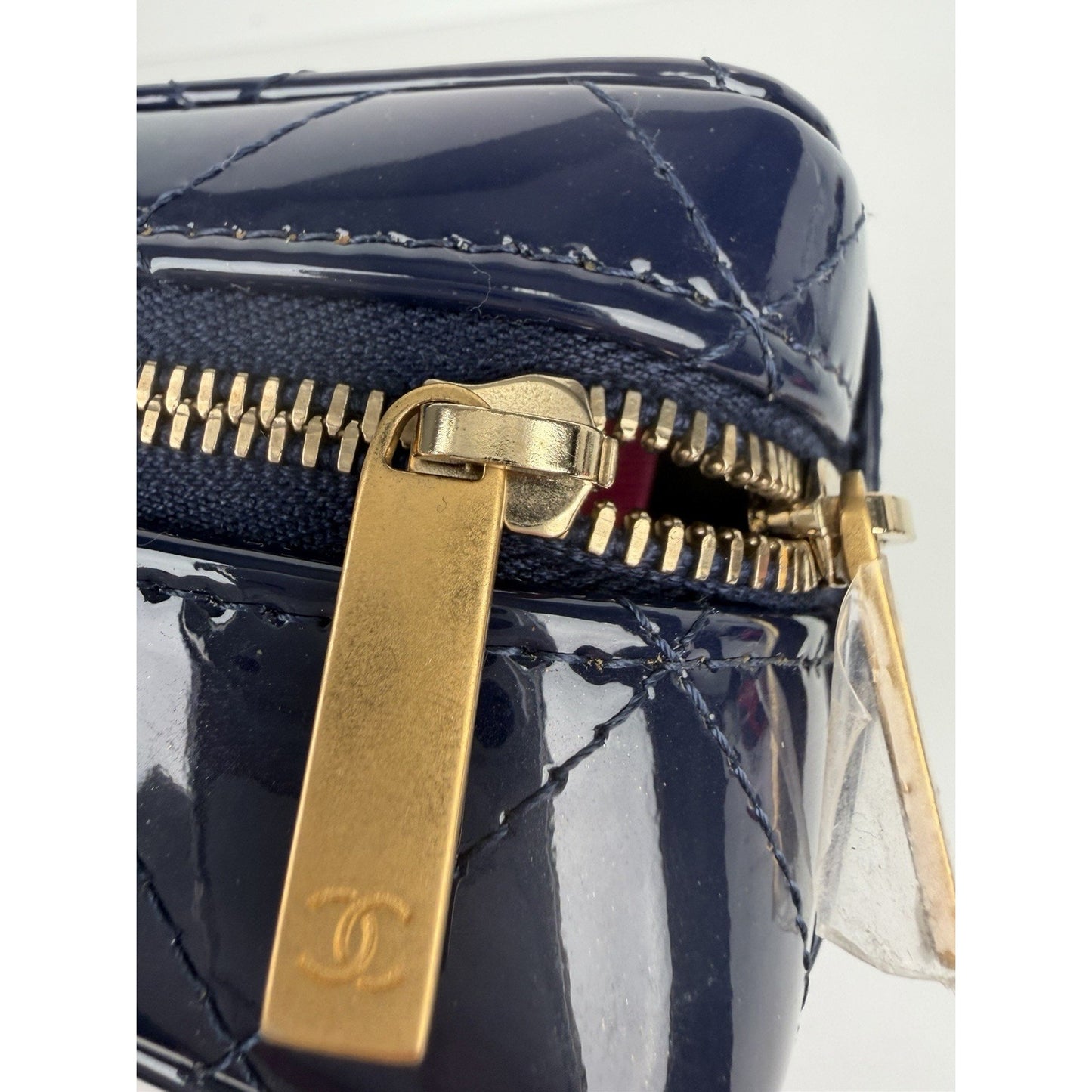 Chanel Woven Chain Top Handle Vanity Case Mini in Quilted Patent Leather NFC U3
