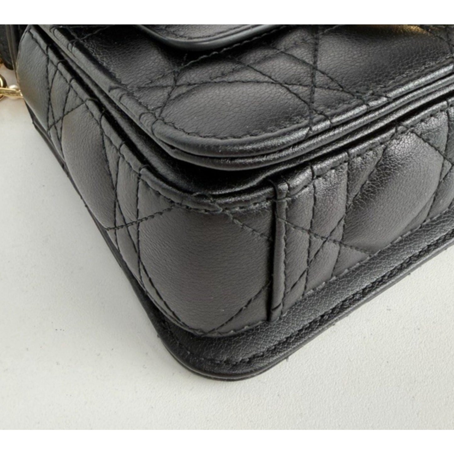Dior Cannage Jolie Top Handle Small Bag in Black Calfskin with "CD" Clasp S-07
