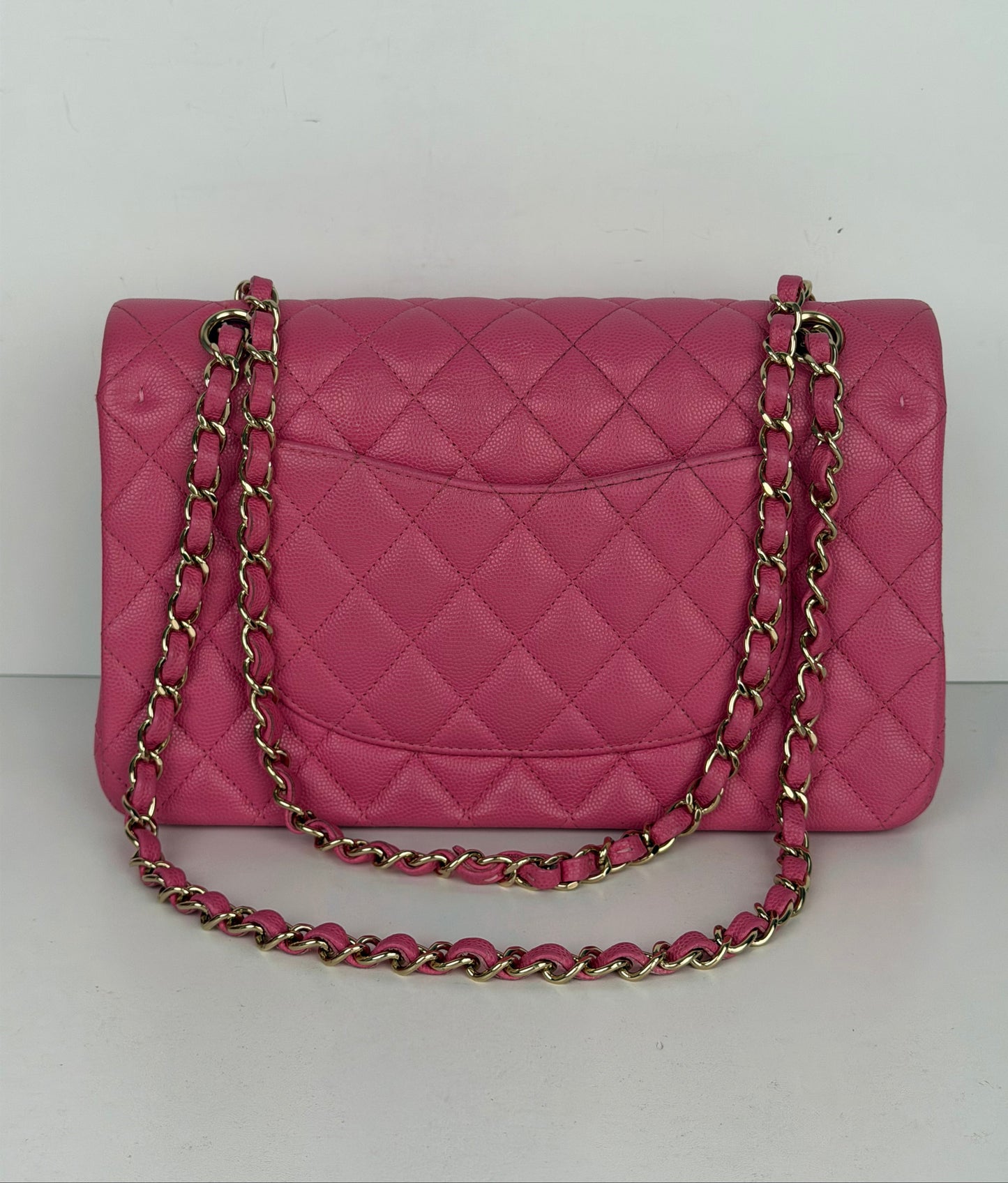 Chanel Classic Double Flap Bag Small in Pink Caviar Leather 2019 YE-1