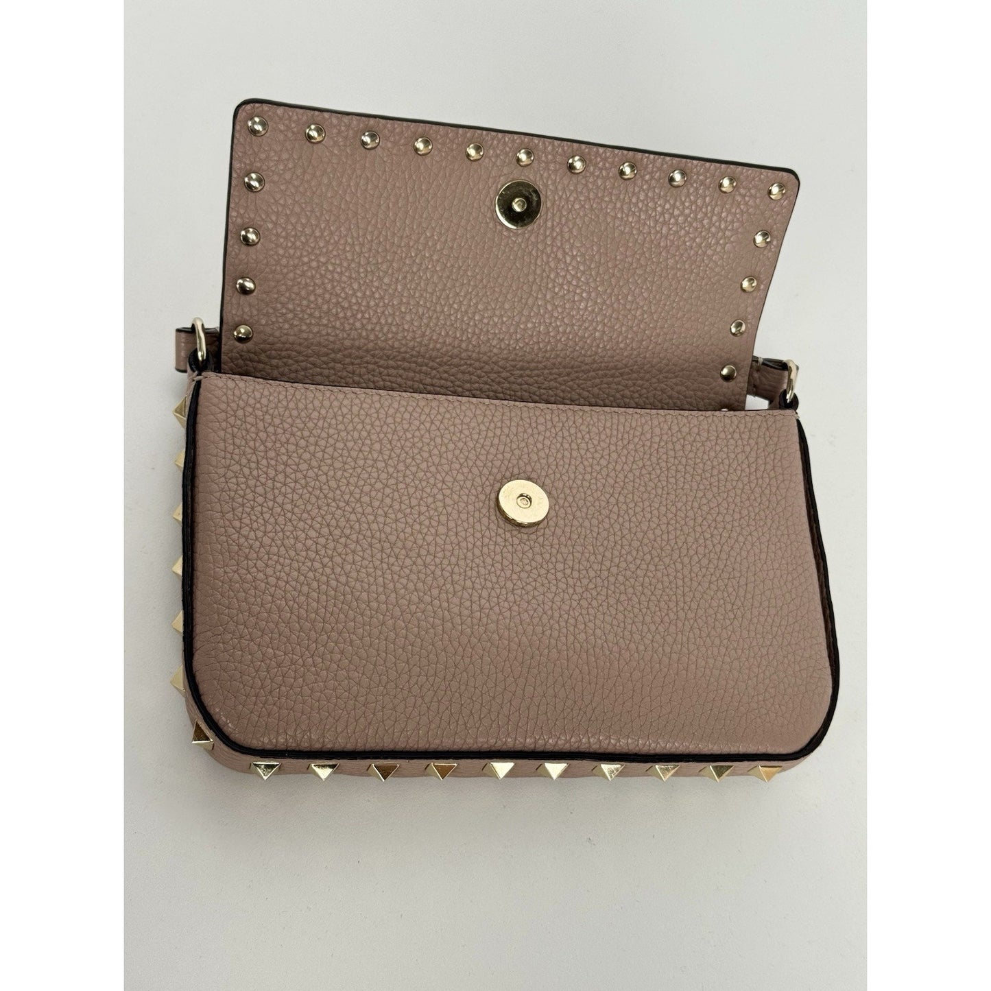 Valentino Rockstud Top Handle Mini Bag in Pastel Pink Grained Leather B-1