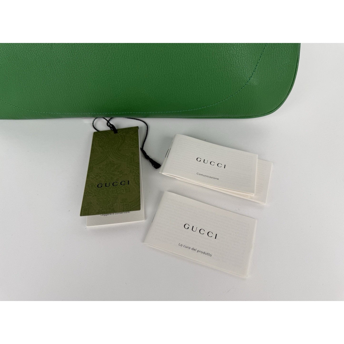 GUCCI Aphrodite GG 2 Way Shoulder Bag Green Calfskin Leather