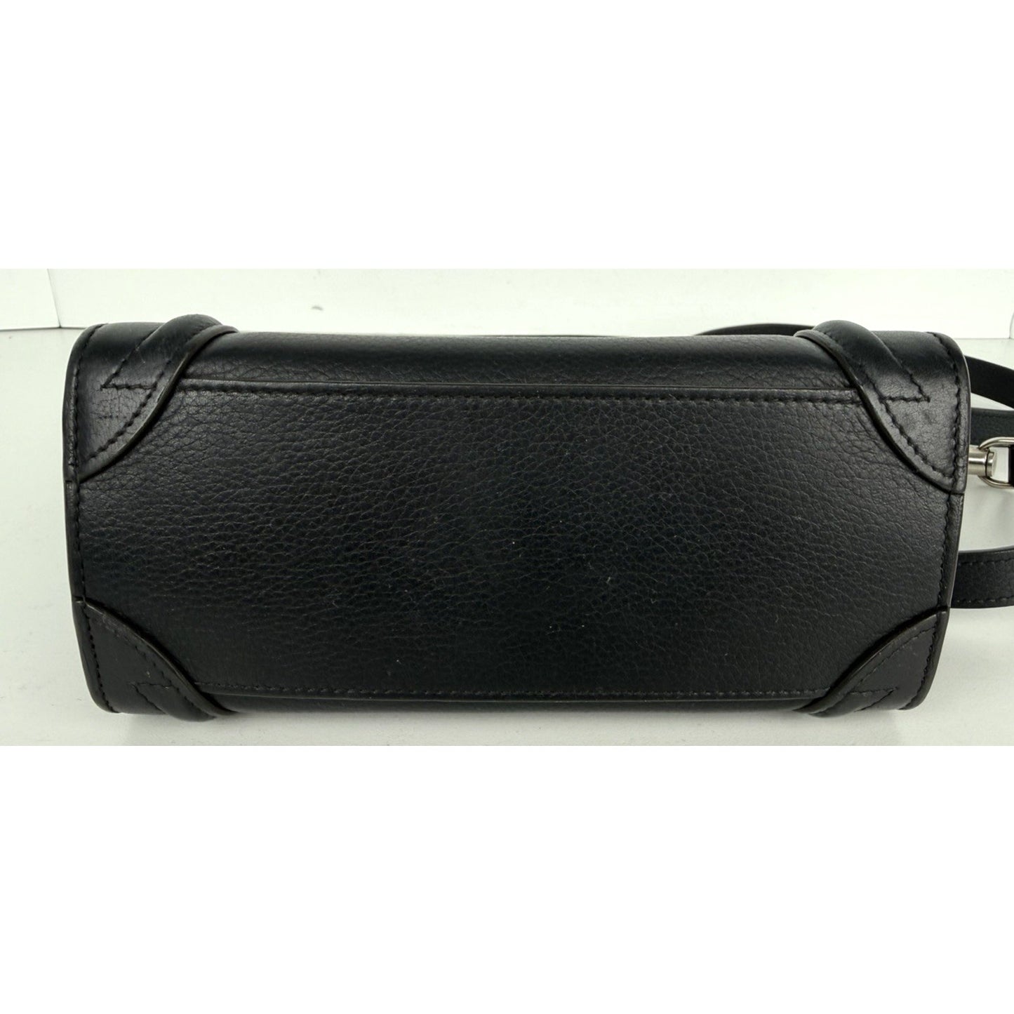 Celine Nano Luggage Bag in Black Structured Calfskin Leather S07