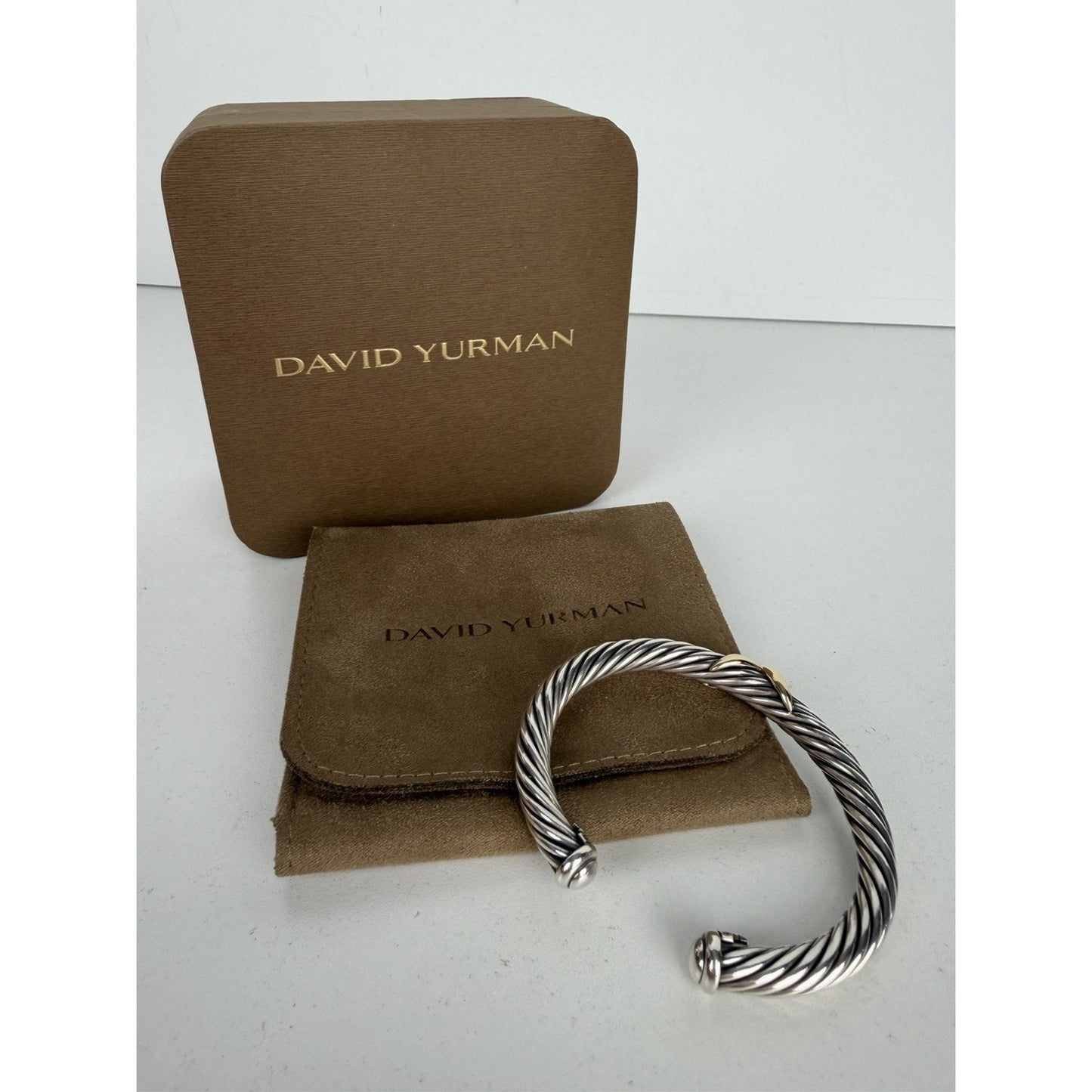 David Yurman X Classic Cable Station Bracelet 7mm in Sterling Silver & 14k Gold