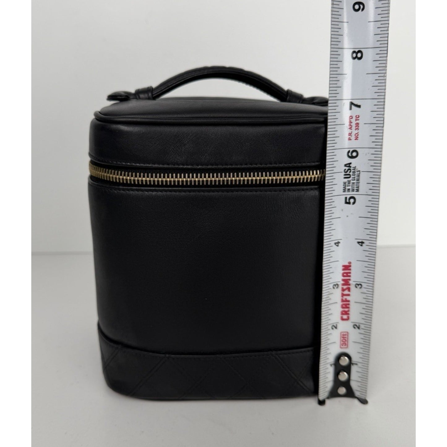 Chanel Vanity Cosmetic Case Bag in Black Leather Vintage Timeless S