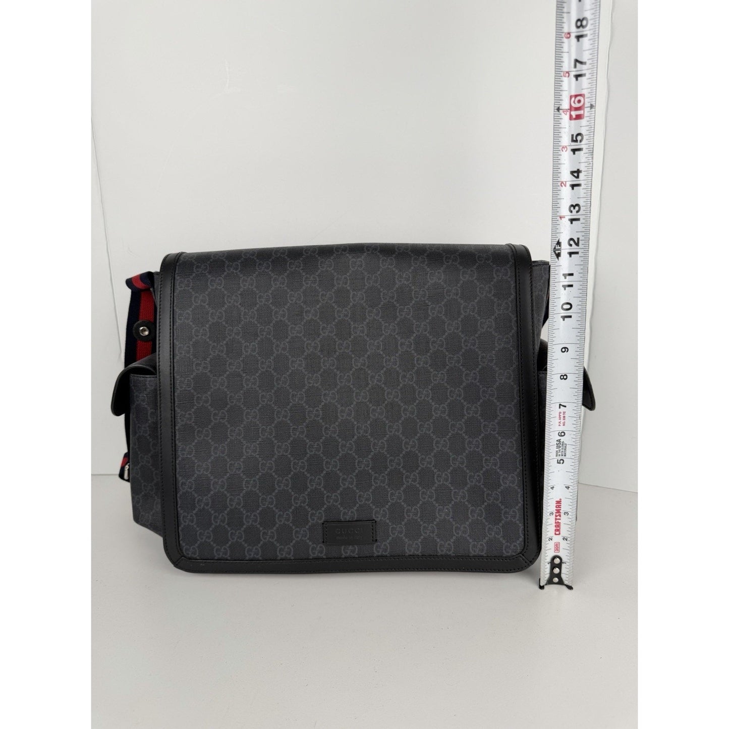 Gucci Diaper Changing Bag Large in Black GG Supreme Monogram Coated Canvas S