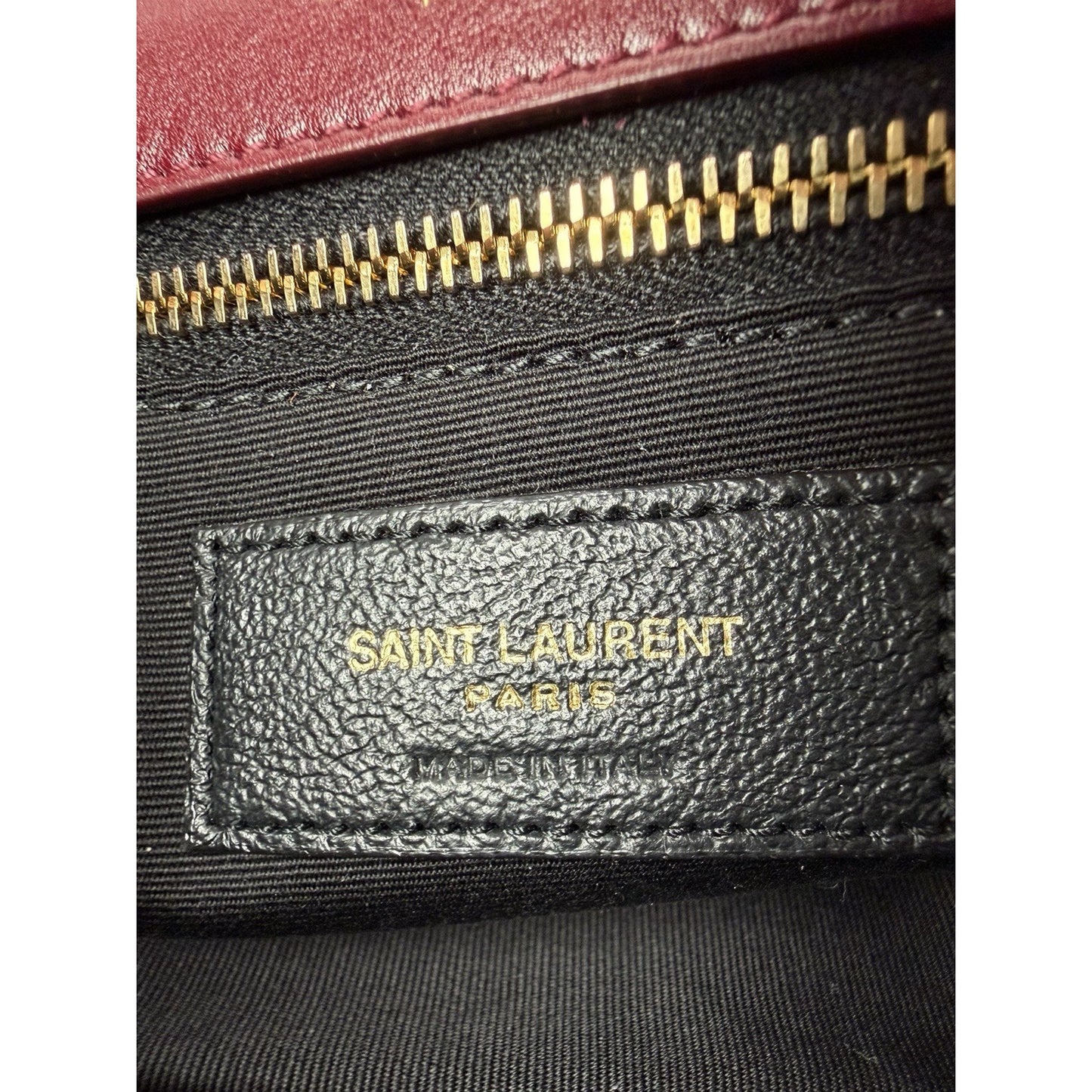 Saint Laurent Calypso Small Shoulder Bag in Bordeaux Red Smooth Padded LeatherD6