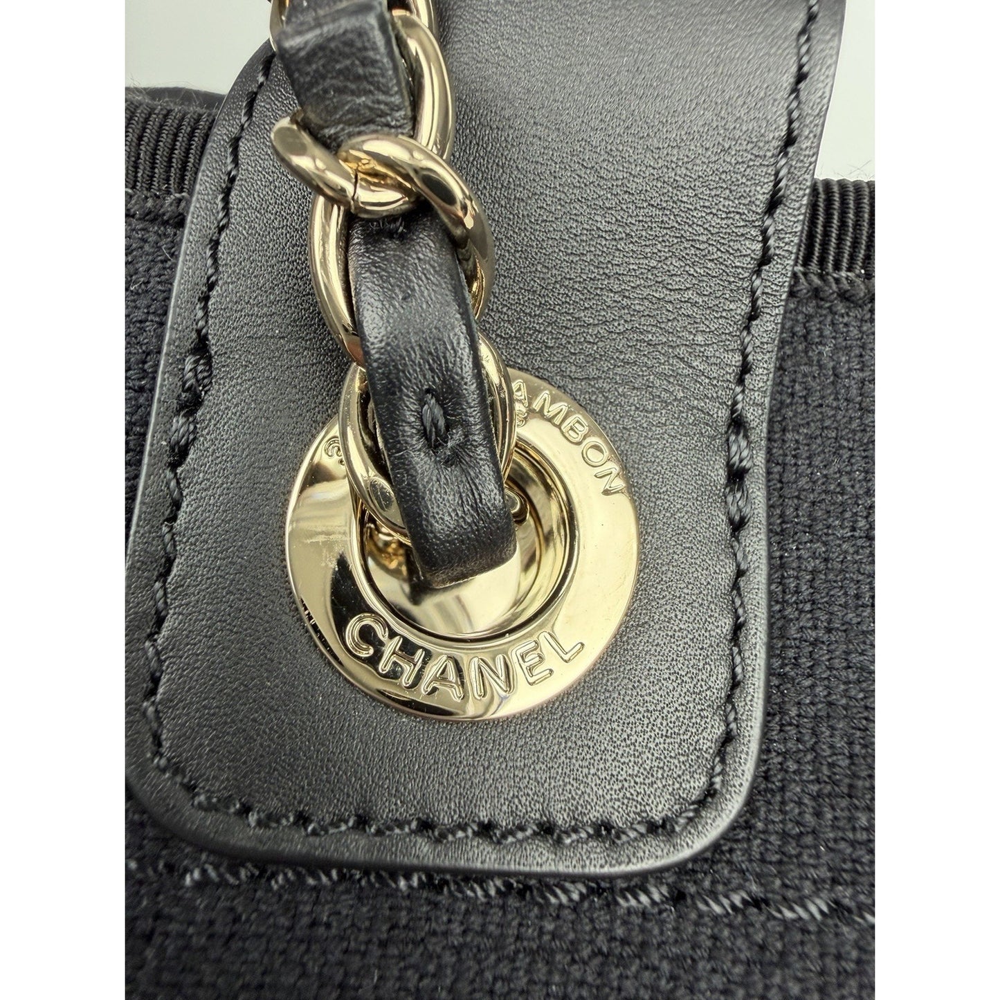 Chanel Deauville Shopping Tote Bag in Black Canvas NFC Small with Pouch E2