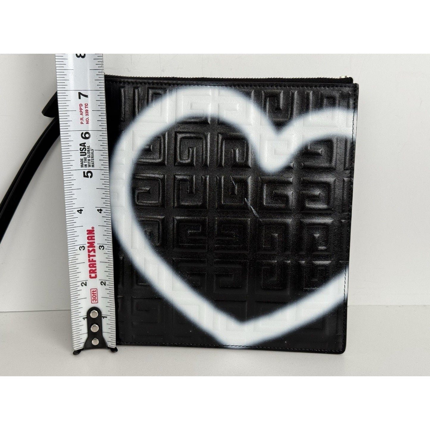 Givenchy Monogram-Embossed Heart-Print Clutch Bag – Black/White