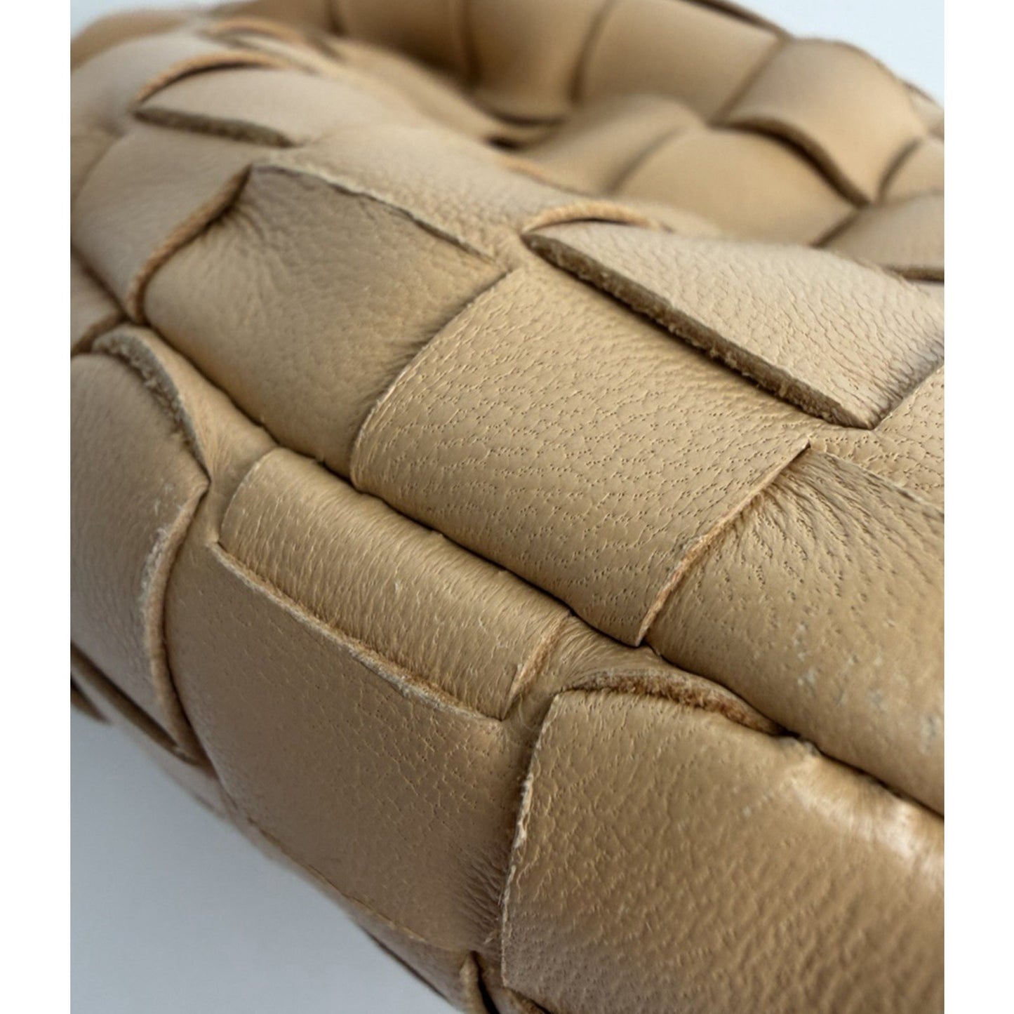 Bottega Veneta Jodie Hobo HandBag Mini Caramel Interacciato Woven Leather S11