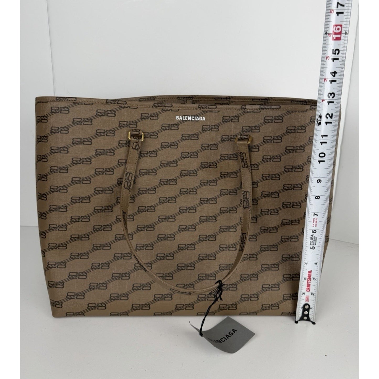 Balenciaga Signature BB Monogram East-West Shopper Tote Bag Large Brown Canvas S