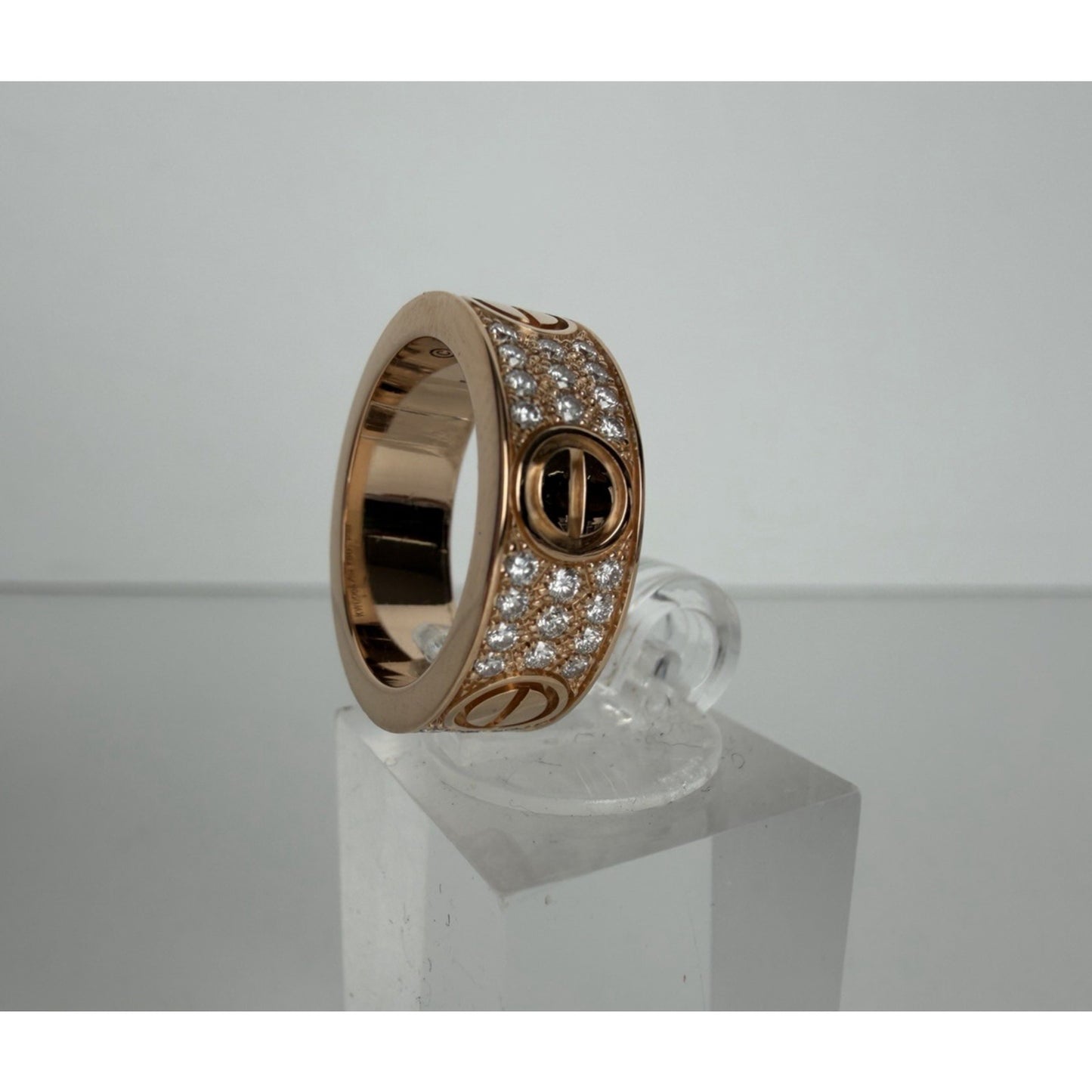 Cartier LOVE Ring 18k Rose Gold Pave-Set Diamonds 5.5 Size 48