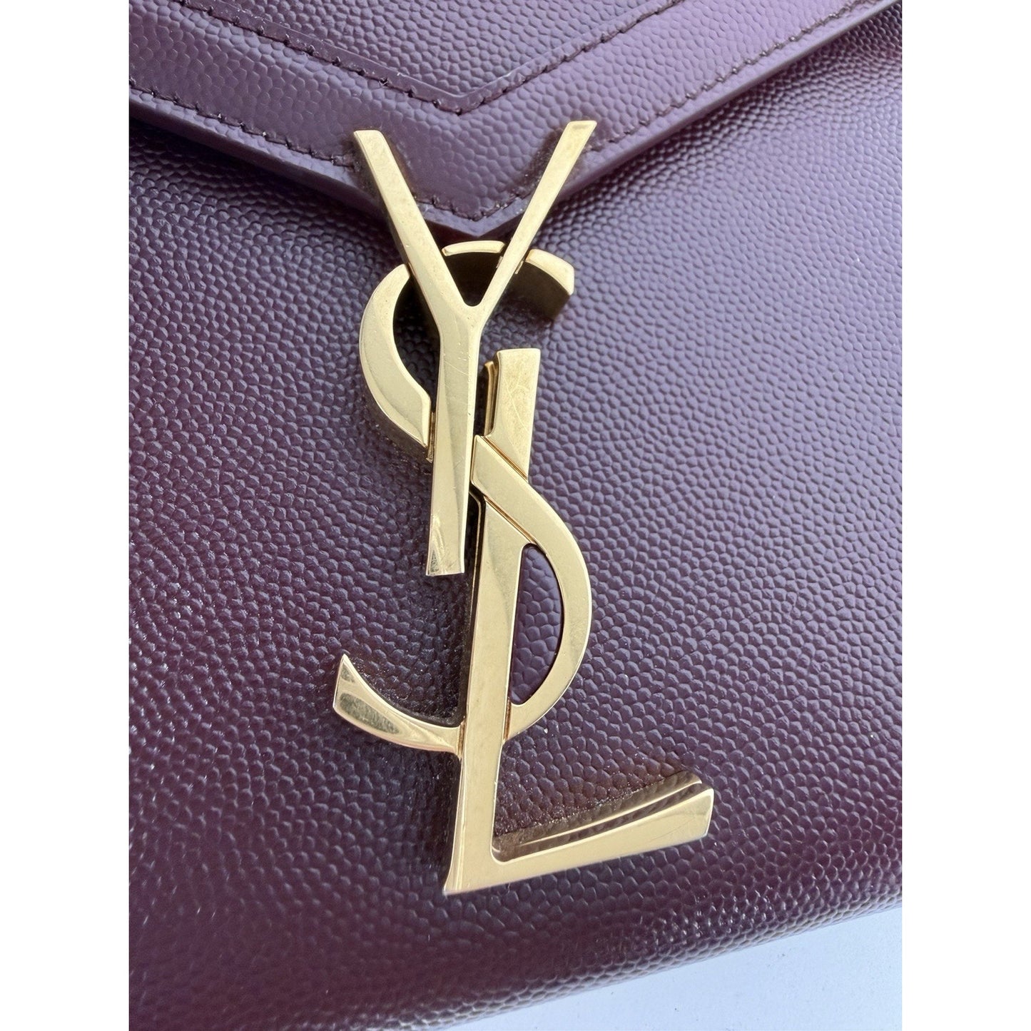 Saint Laurent Cassandra Medium Chain Shoulder Bag Burgundy Leather S2