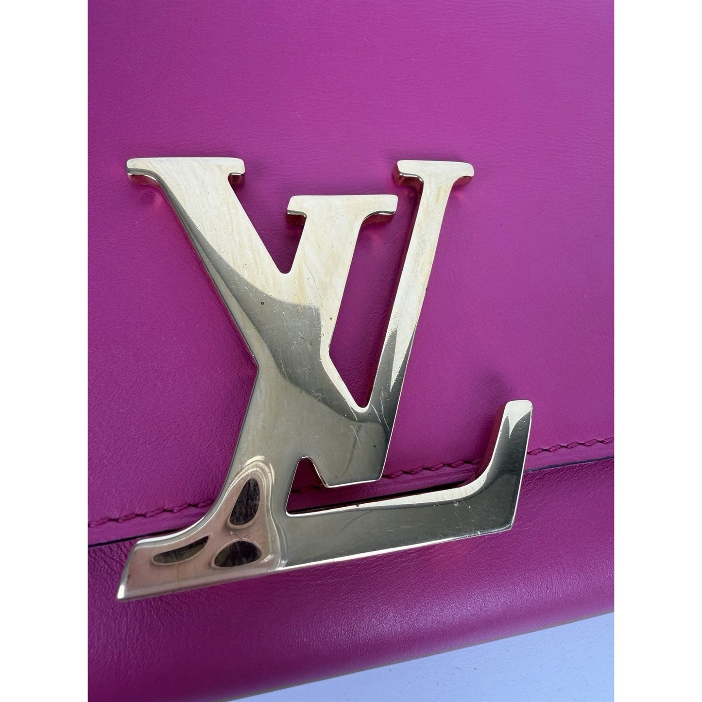 Louis Vuitton Louise Chain MM Bag in Pink Calfskin Leather S01