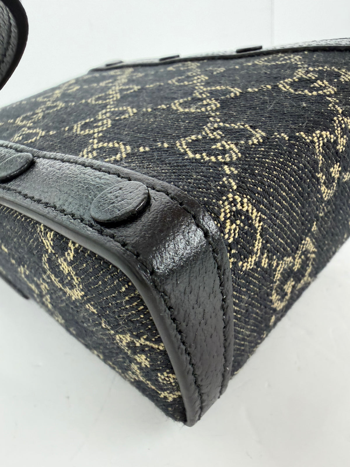 Gucci GG Denim 1955 Horsebit Mini Bag in Black Canvas YS07