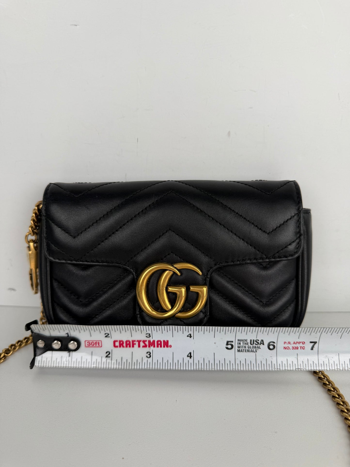 Gucci GG Marmont Matelasse Mini Bag in Black Quilted Leather S-19